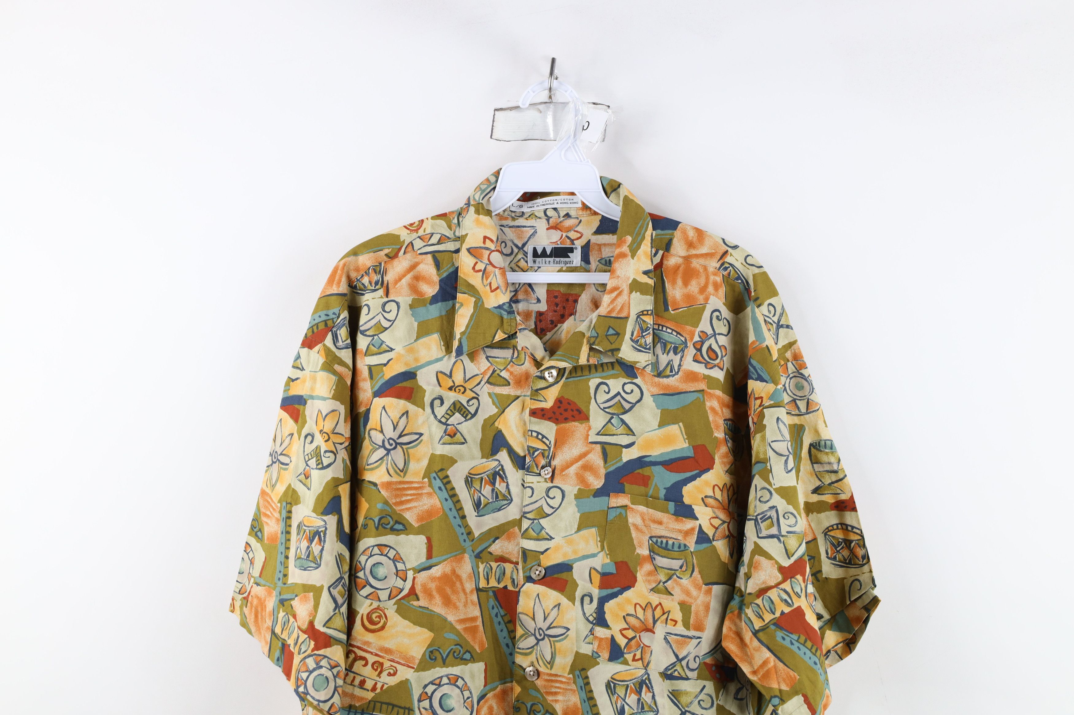 Vintage Vintage 90s Streetwear Flower Looped Collar Button Shirt Size US L / EU 52-54 / 3 - 2 Thumbnail