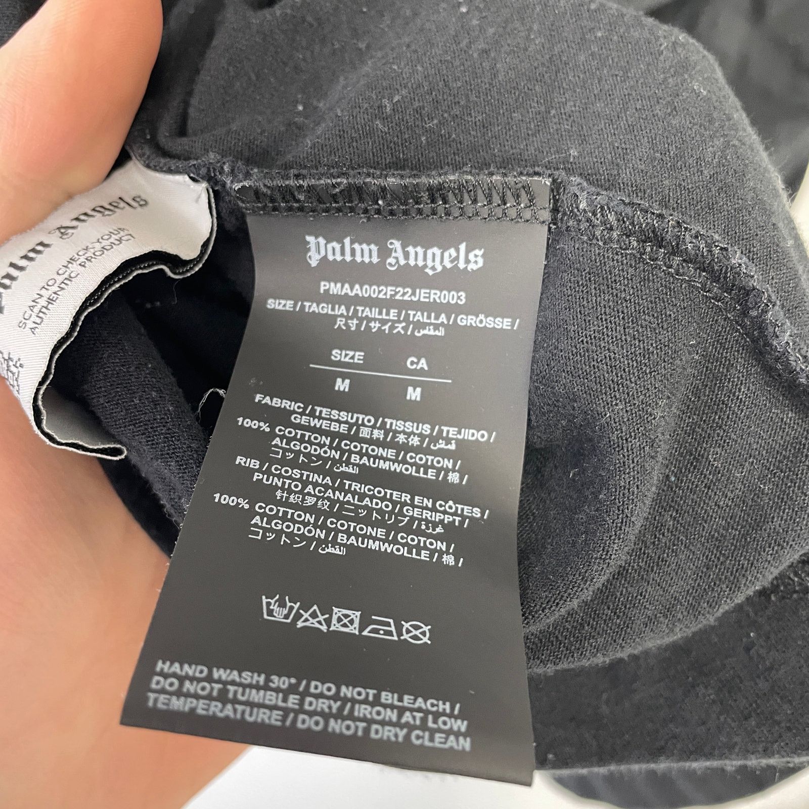 Palm angels curved back print collar logo tee