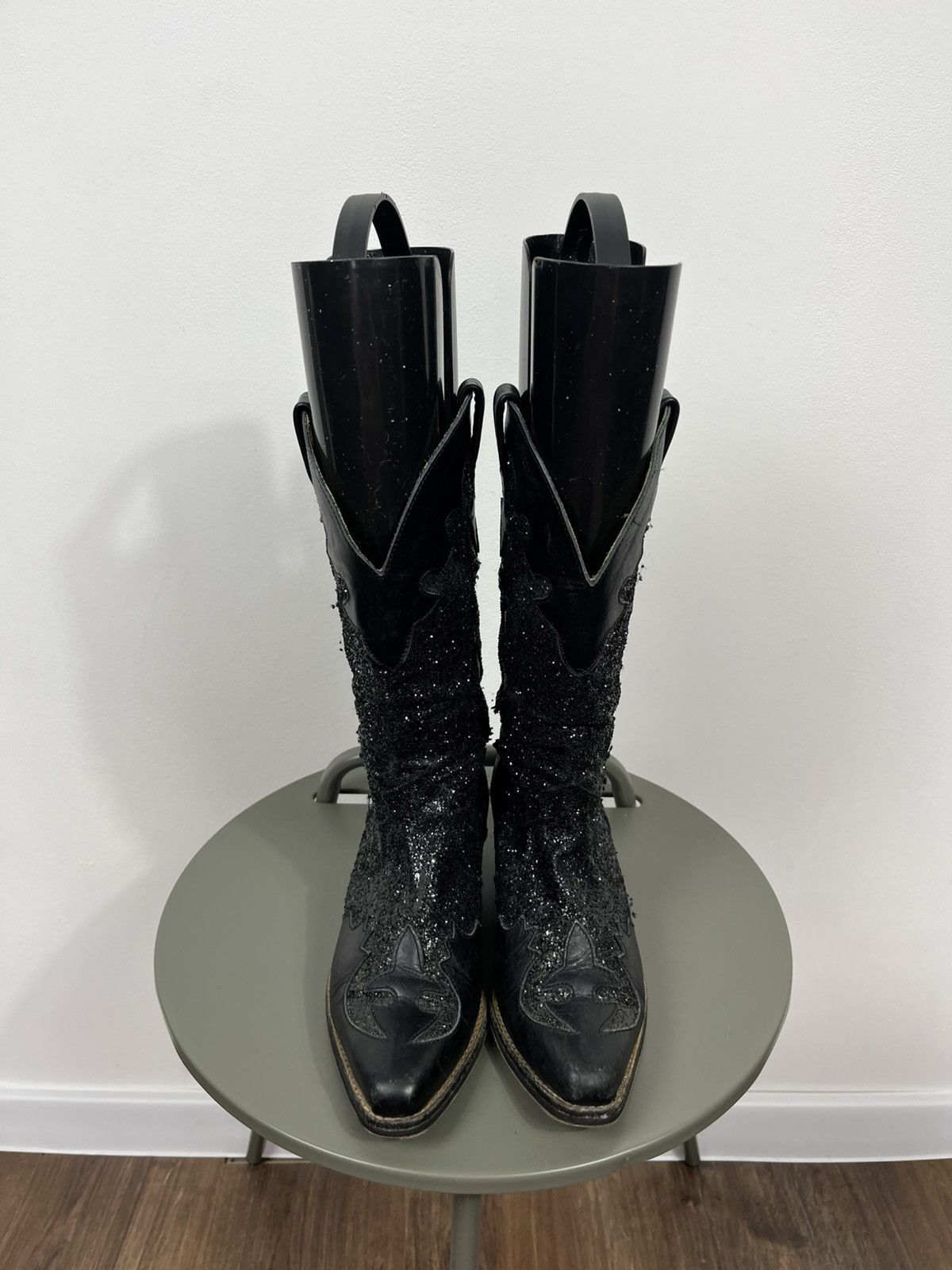 Other Black Glitter Cowboy Boots EU 39 Leather Spain Western Size US 8 / IT 38 - 3 Thumbnail