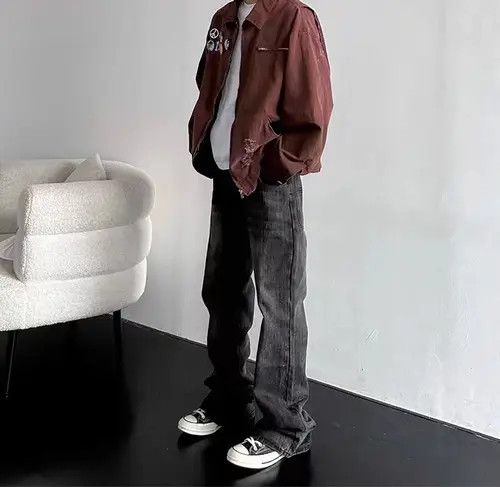 VIBE Vintage Street Washed Loose Casual Micro Flare Black Jeans Size US 30 / EU 46 - 5 Thumbnail
