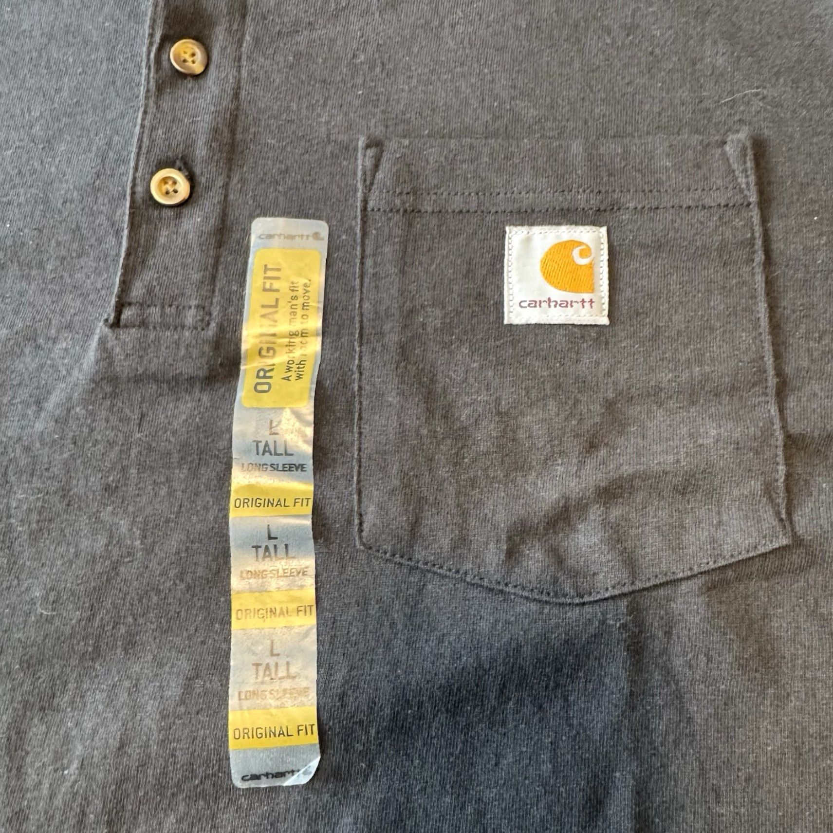 Carhartt Carhartt Shirt Long-Sleeve Pocket Henley K128 Workwear Large Tall Black New Men's Size US L / EU 52-54 / 3 - 3 Thumbnail
