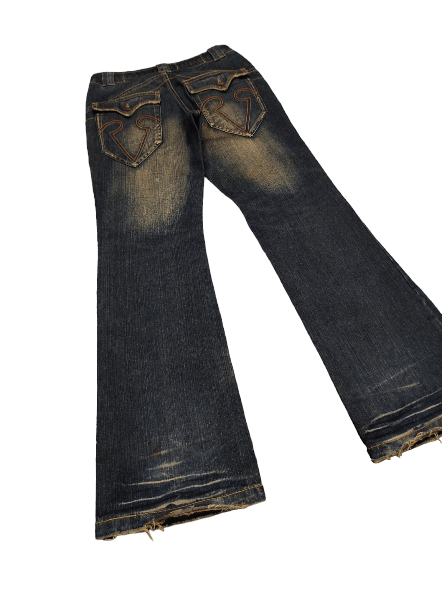 If Six Was Nine Flare Jeans Allout Clawmark Faded Denim Bootcut Y2k Size US 30 / EU 46 - 13 Thumbnail