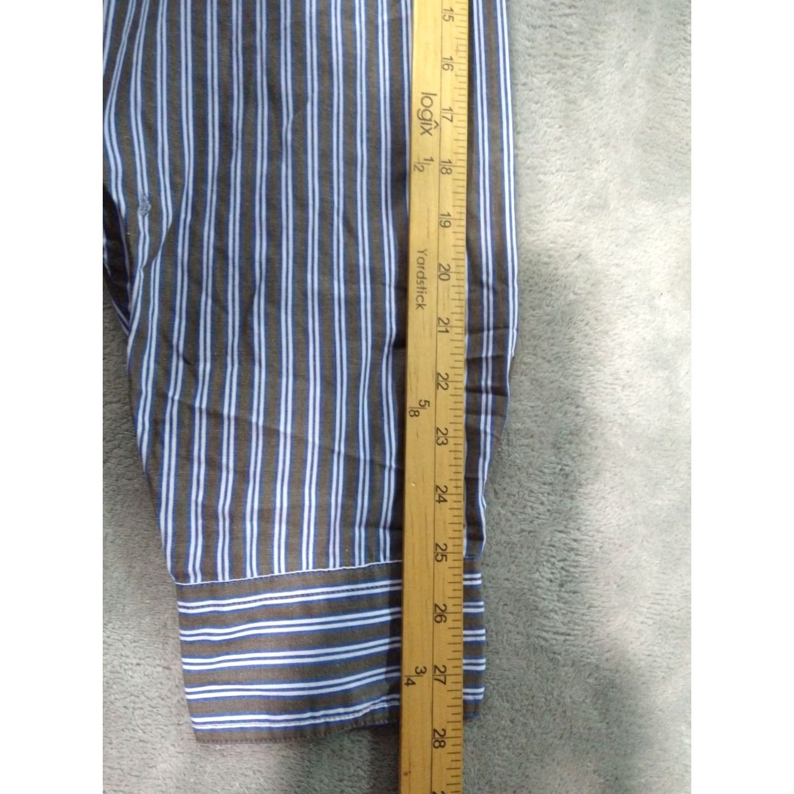 Chaps Chaps Shirt Mens 3XT Brown Striped Easy Care Long Sleeve Button Down Casual Size US XXL / EU 58 / 5 - 6 Thumbnail
