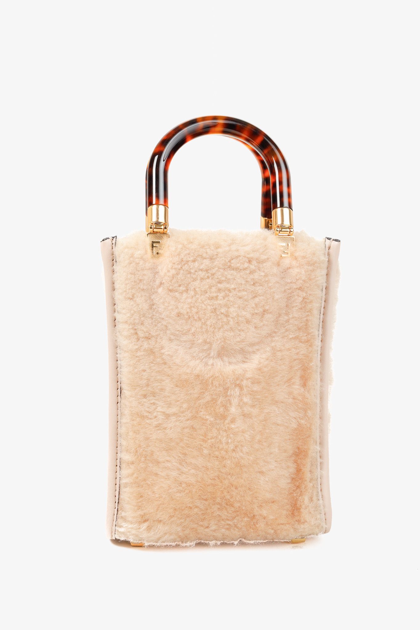 Fendi Fendi Mini Sunshine Shopper Tan Sheepskin Logo Mini-Bag Size ONE SIZE - 4 Thumbnail