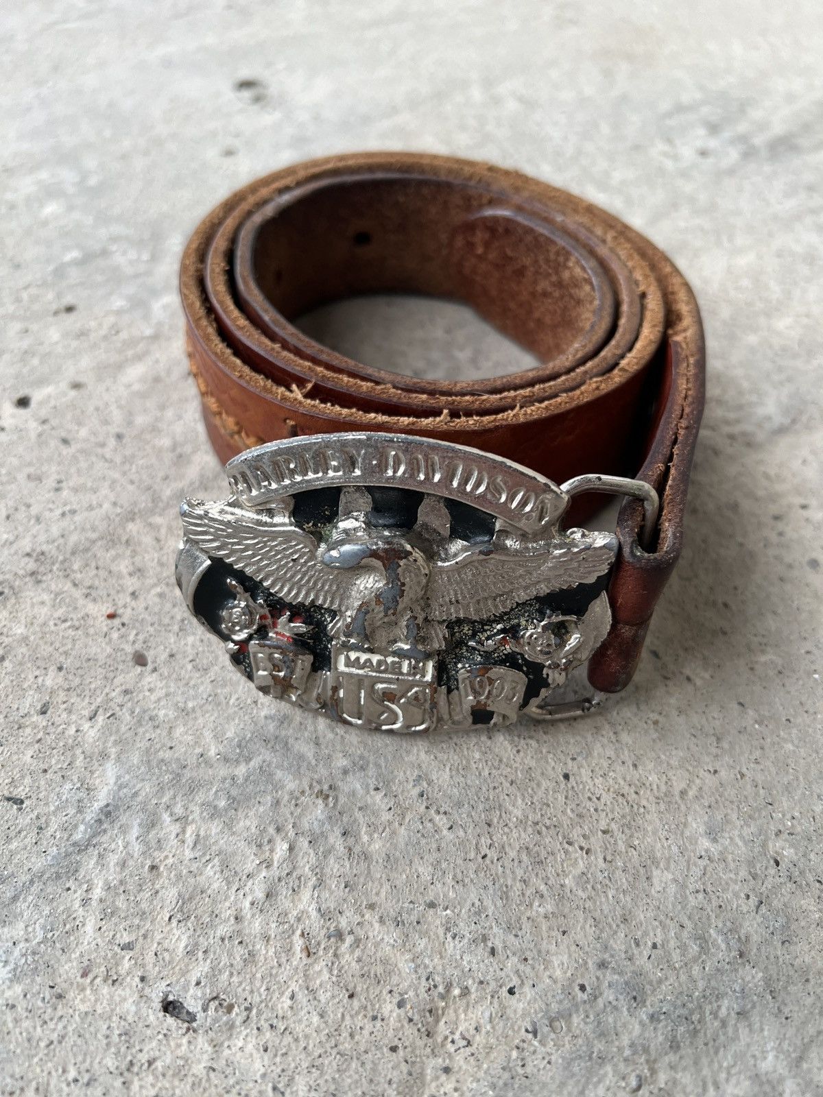 Harley Davidson Vintage Harley Davidson Made In USA Leather Belt Size ONE SIZE - 1 Thumbnail