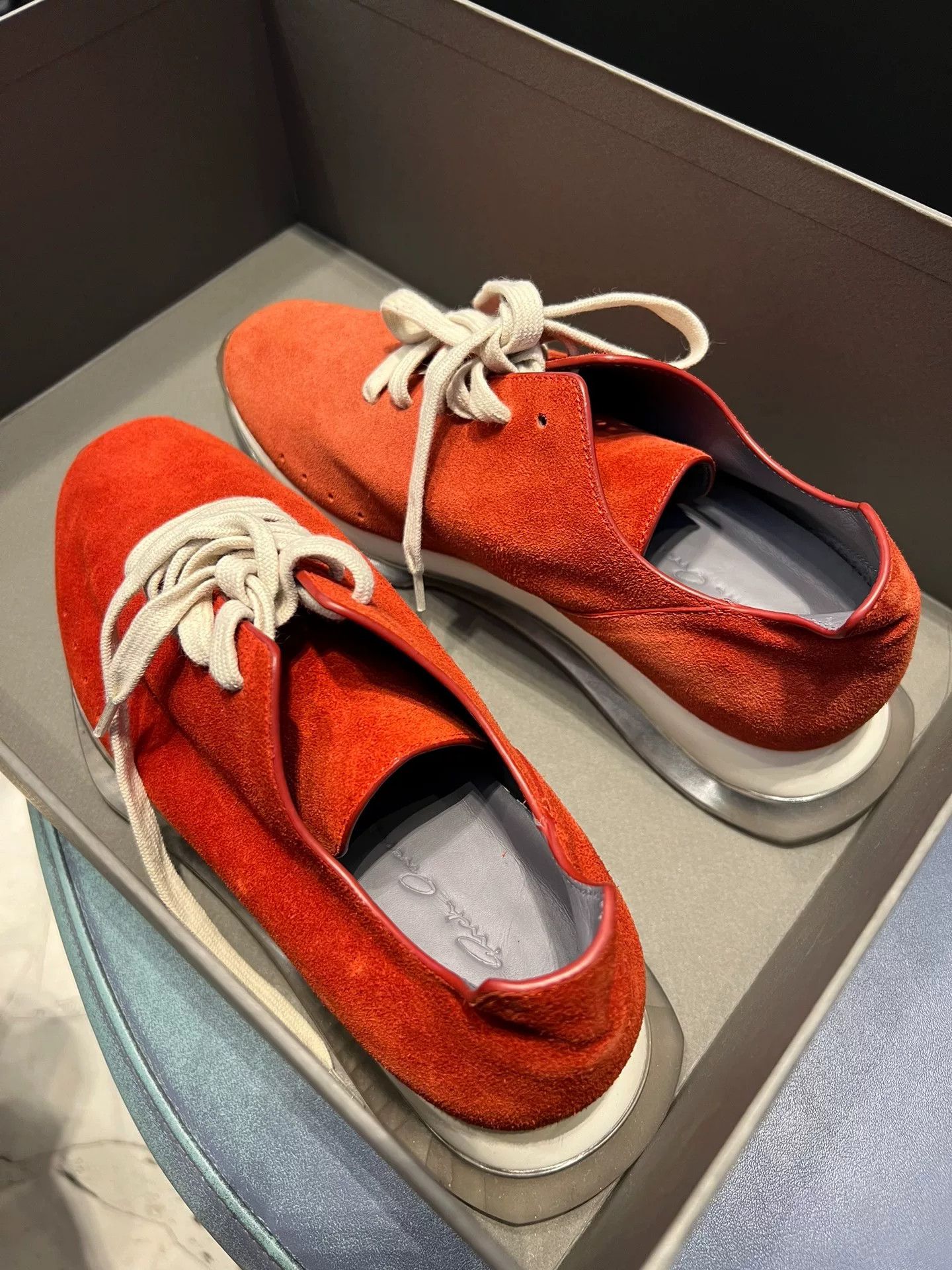 Rick Owens Rick Owens Red Suede Crystal Sole Shoes Size US 7 / IT 37 - 1 Thumbnail