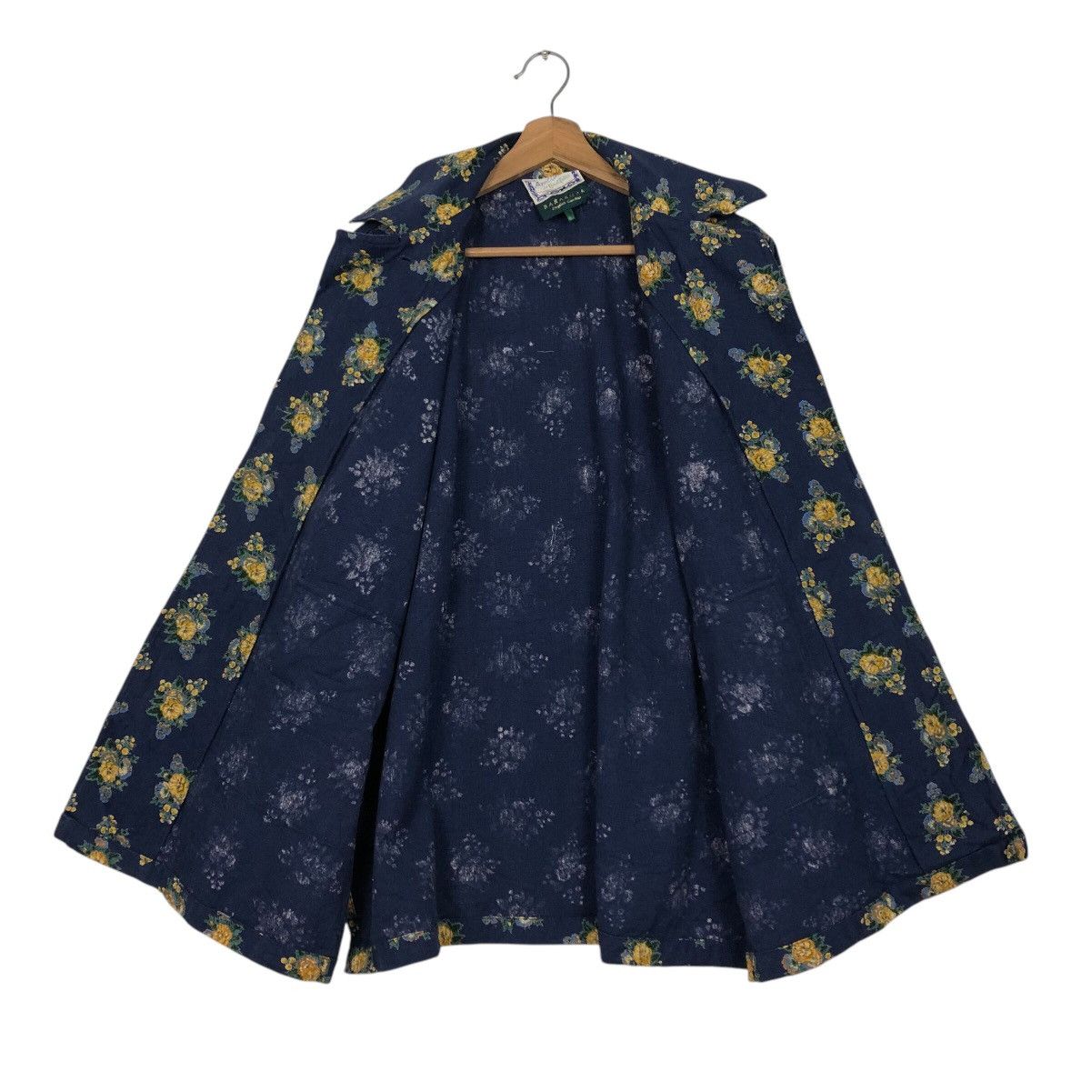 45rpm 📌Vintage Chore Jacket Button Floral Design Barakura English Size M / US 6-8 / IT 42-44 - 14 Thumbnail
