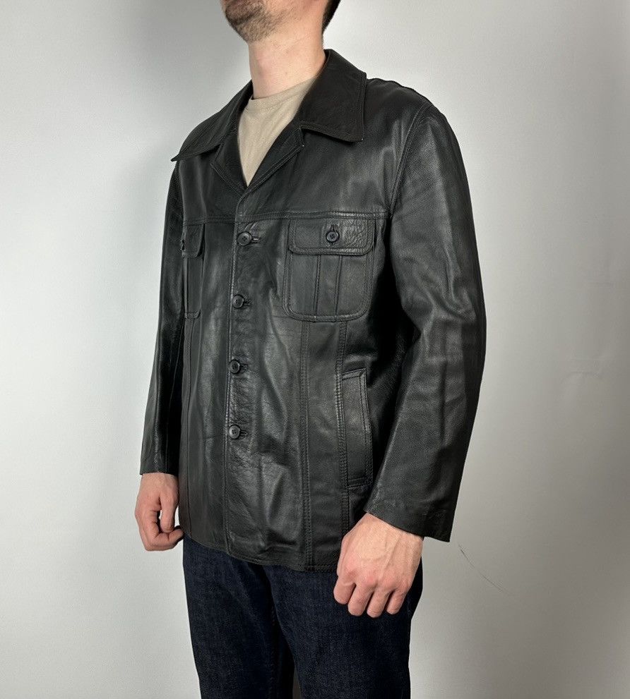 Genuine Leather × Vintage Vintage 90s Genuine Leather Blazer Jacket Size L Size US L / EU 52-54 / 3 - 1 Thumbnail