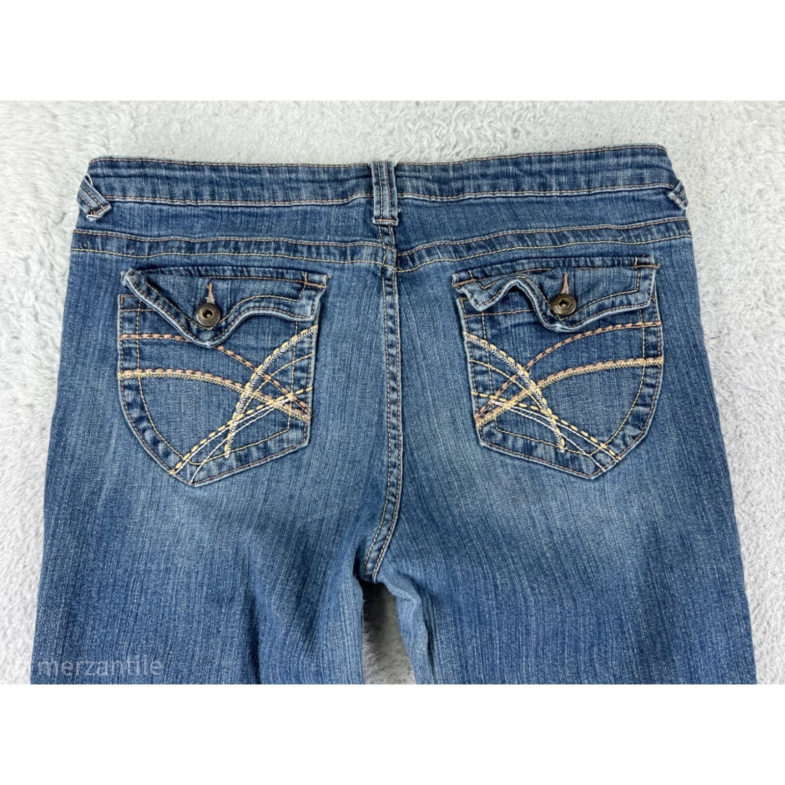 Guess VINTAGE Guess Jeans Womens 13 Blue Denim Jeans Bootcut Embellished Logo 5-Pocket Cotton Blend Blue Size 34" / US 12 / IT 48 - 3 Thumbnail