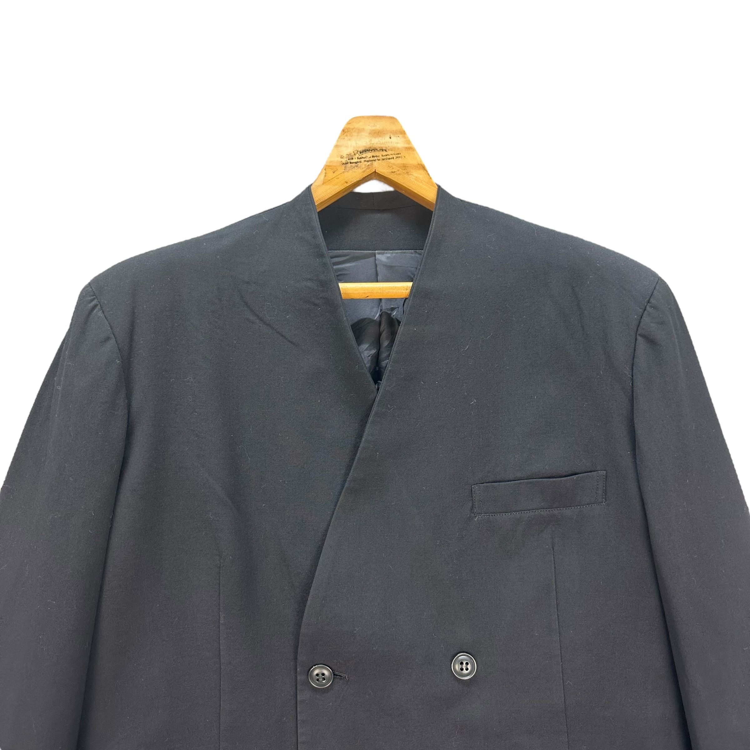 Yohji Yamamoto WORKSHOP DOUBLE BREASTED COLLARLESS JACKET #8716-022 Size US M / EU 48-50 / 2 - 2 Thumbnail