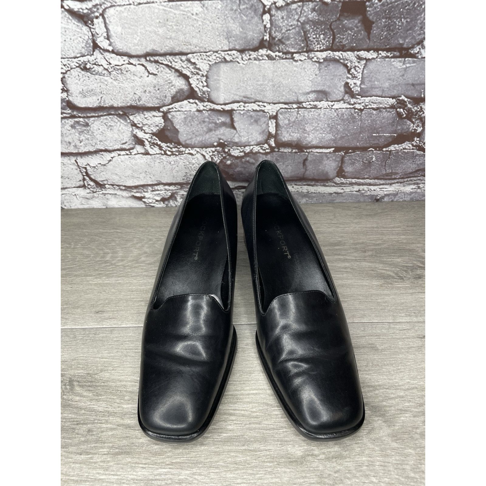 Rockport Rockport Black Leather Square Toe Casual Heel Shoes Women Sz Size US 8.5 / IT 38.5 - 13 Thumbnail