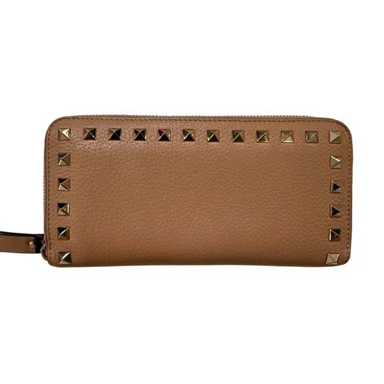 Valentino Valentino Rockstud Wallet Tan Leather Garavani Zip BOX COA Size ONE SIZE - 4 Thumbnail