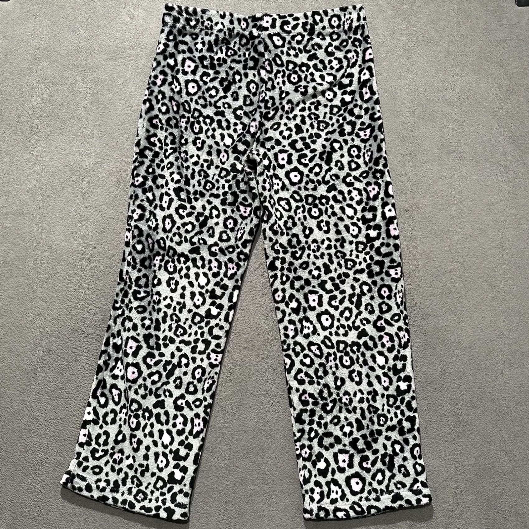 Faded Glory Faded Glory Lounge Pants Womens M Gray Leopard Print Fleece Sleepwear EUC Size 32" / US 10 / IT 46 - 2 Thumbnail