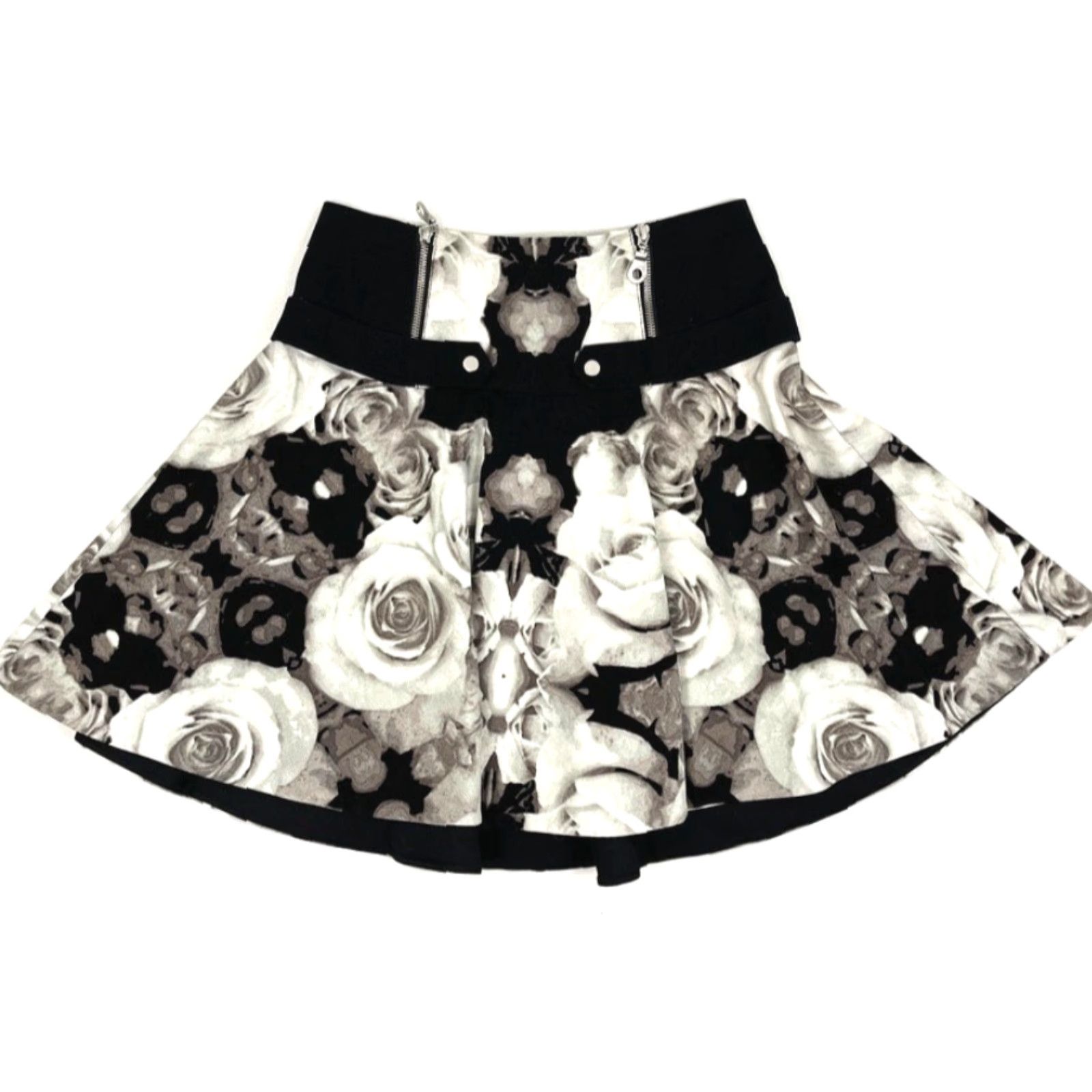L.A.M.B. VINTAGE L.A.M.B Gwen Stefani Mini Skirt Womens Sz 2 W27 L20 Black Gray Floral Canvas Y2K Size 26" / US 2 / IT 38 - 2 Thumbnail