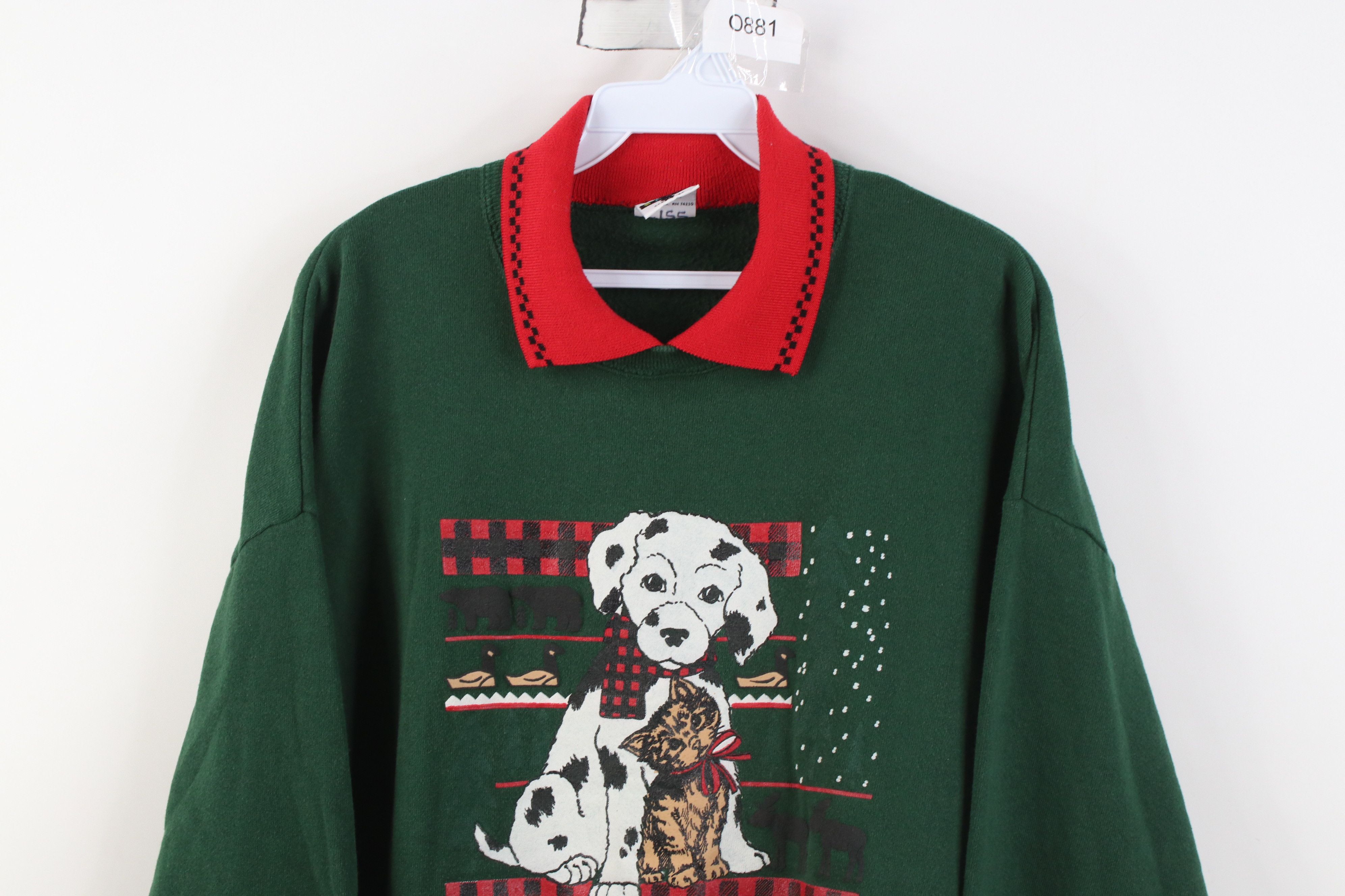 Vintage Vintage 90s Streetwear Cat Kitten Collared Sweatshirt USA Size XL / US 12-14 / IT 48-50 - 2 Thumbnail