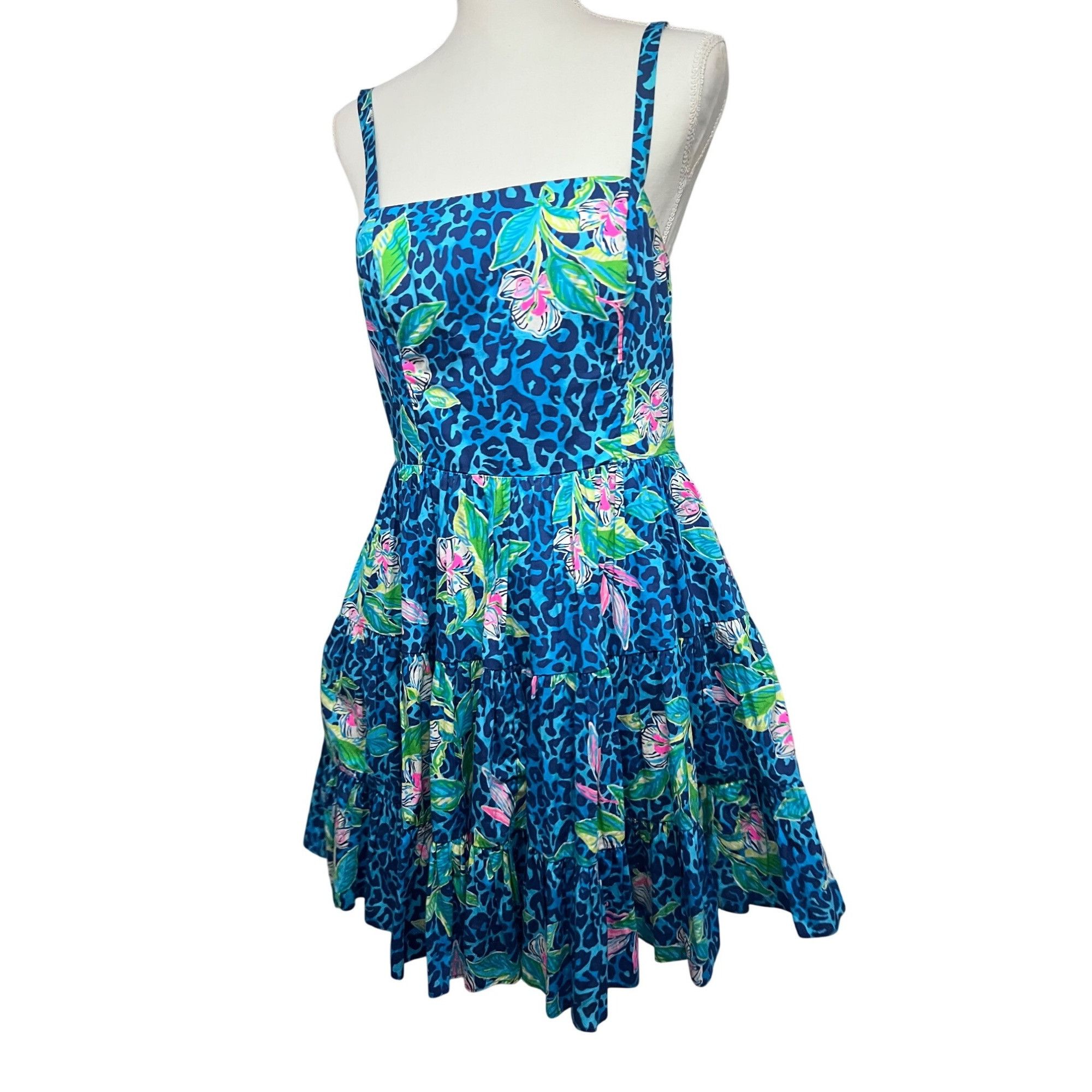 Lilly Pulitzer Lilly Pulitzer Womens Vintage Blue Green Floral Hawaiian Fit Size S / US 4 / IT 40 - 5 Thumbnail