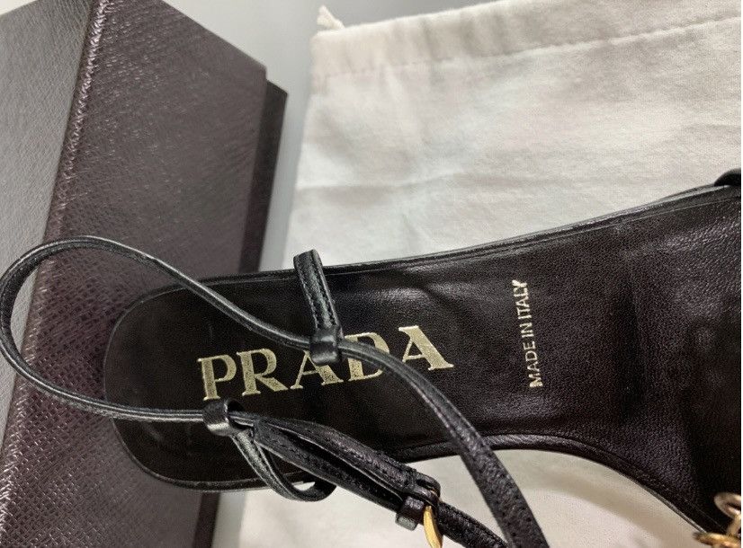 Prada Prada Black Metal T-Strap Slingback Y2K Vintage 6.5 New Box Size US 6.5 / IT 36.5 - 2 Thumbnail
