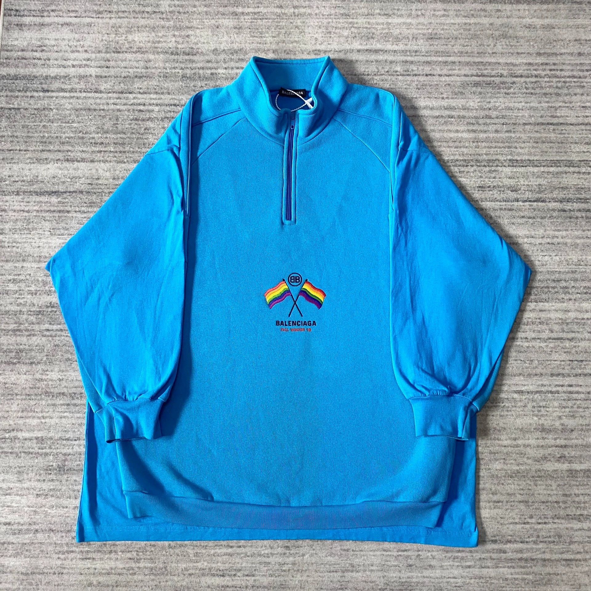 Balenciaga Balenciaga Rainbow Half-Zip Hoodie Baby Blue xxs Size US XXS / EU 40 - 1 Thumbnail