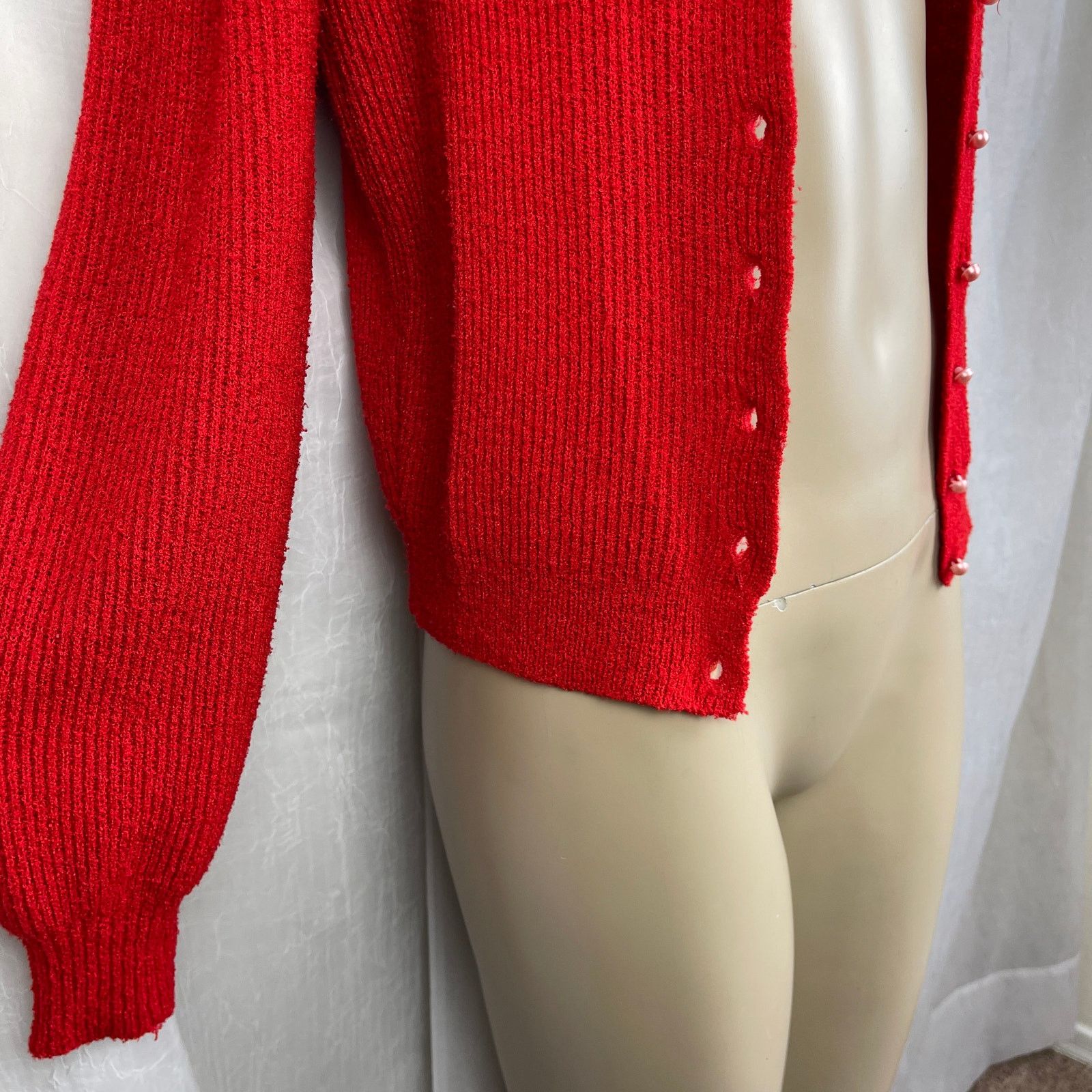 Vintage VTG 90’s Petites Just For You Red Cardigan Cozy Knit Sweater Size S / US 4 / IT 40 - 18 Thumbnail