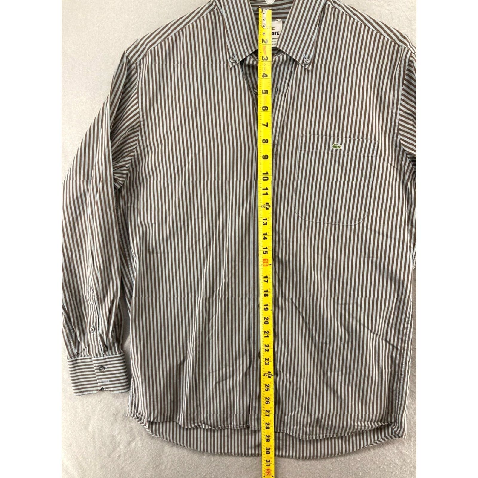 Lacoste Lacoste Mens Shirt 40 Blue Stripe Button Up Crocodile Shirt Regular Knit? Size US L / EU 52-54 / 3 - 3 Thumbnail