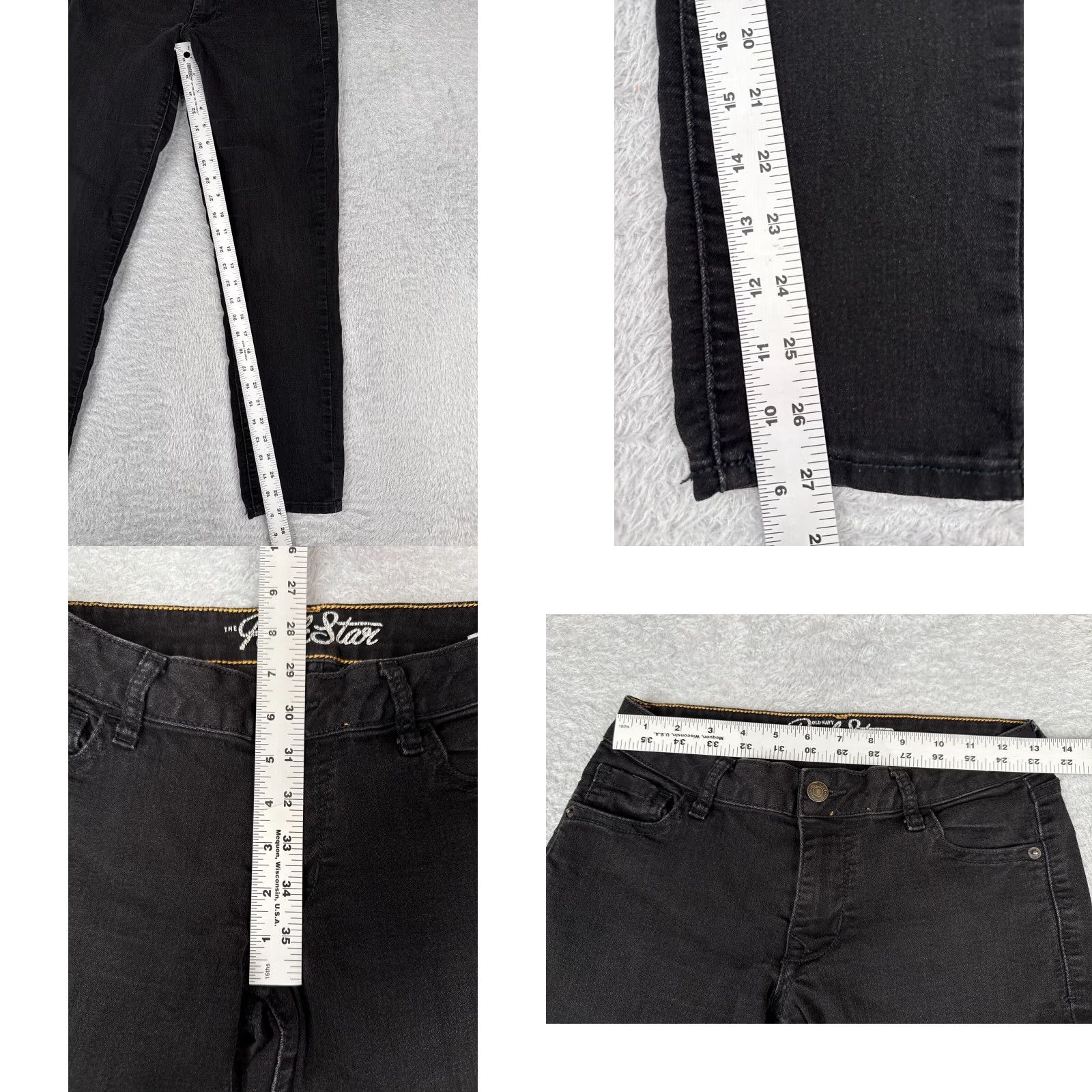 Old Navy Old Navy Jeans Womens 8 Black Denim The Rockstar Straight Cotton Blend Low 27x27 Size 30" / US 8 / IT 44 - 8 Thumbnail