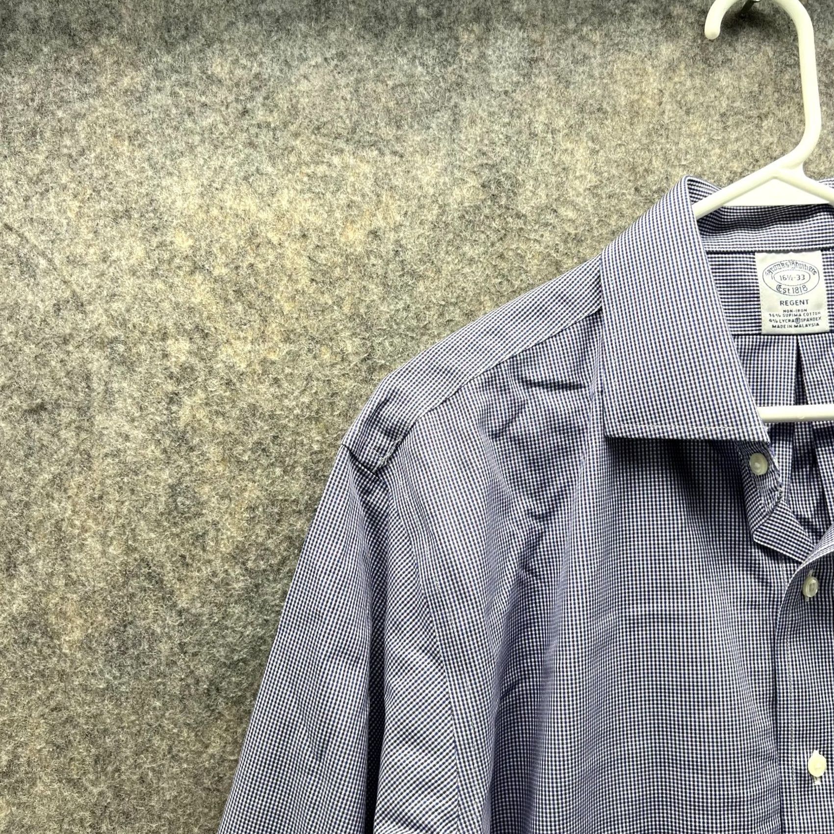 Brooks Brothers Brooks Brothers Shirt Men 16.5 33 Blue Check Button-Down Regent Preppy Supima Regular Casual Form... Size US XL / EU 56 / 4 - 3 Thumbnail