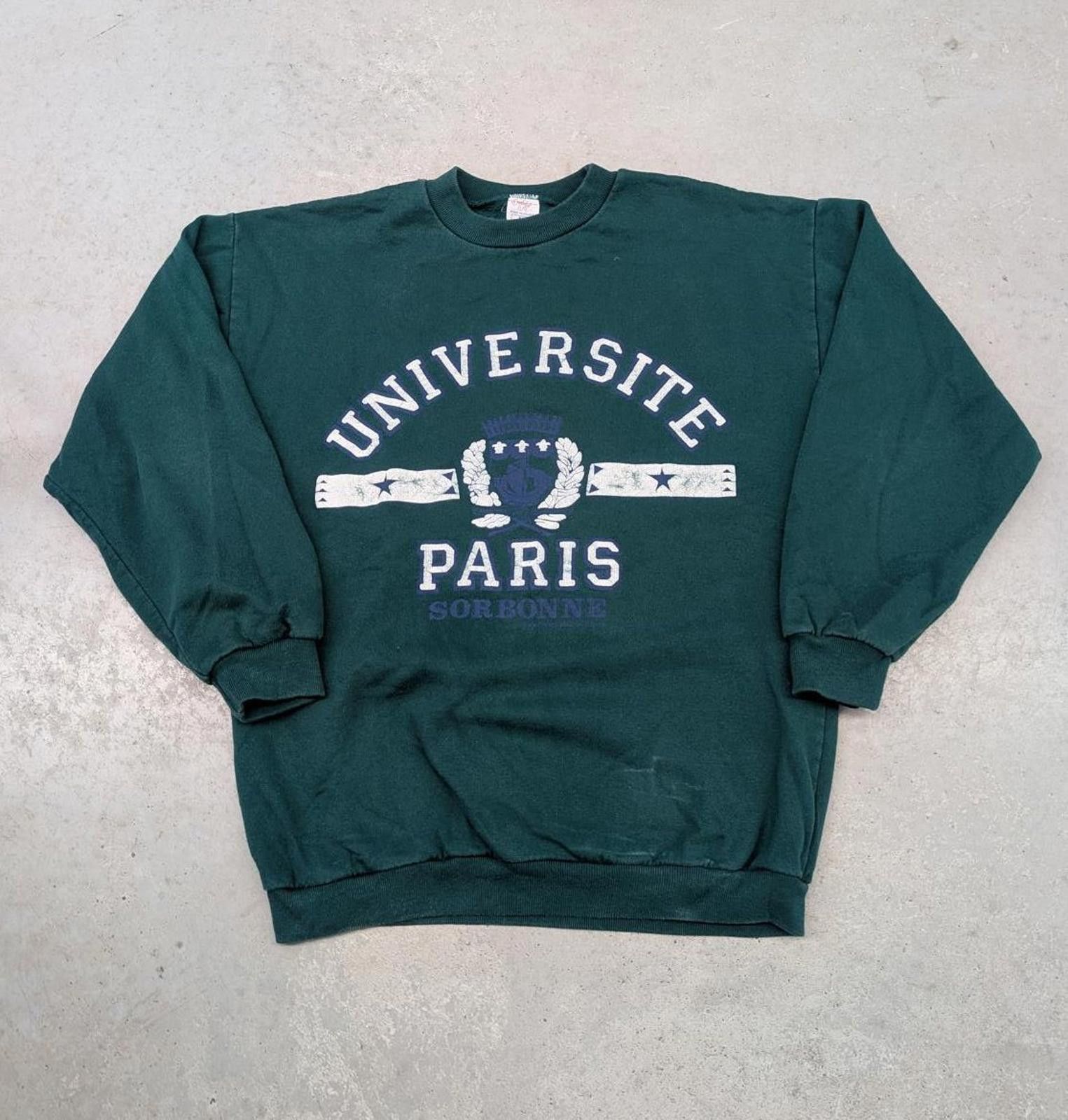 Vintage Vintage 80s University of Paris Sorbonne Green Sweater Size US L / EU 52-54 / 3 - 1 Thumbnail