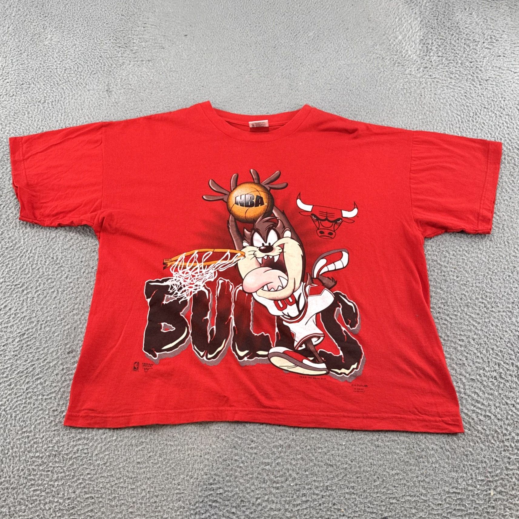 NBA VINTAGE Chicago Bulls League Leader T-Shirt Mens 1990s 90s Graphic Print Taz Red Cotton Short Sleeve Crew Neck Boxy Size L Size US L / EU 52-54 / 3 - 2 Thumbnail