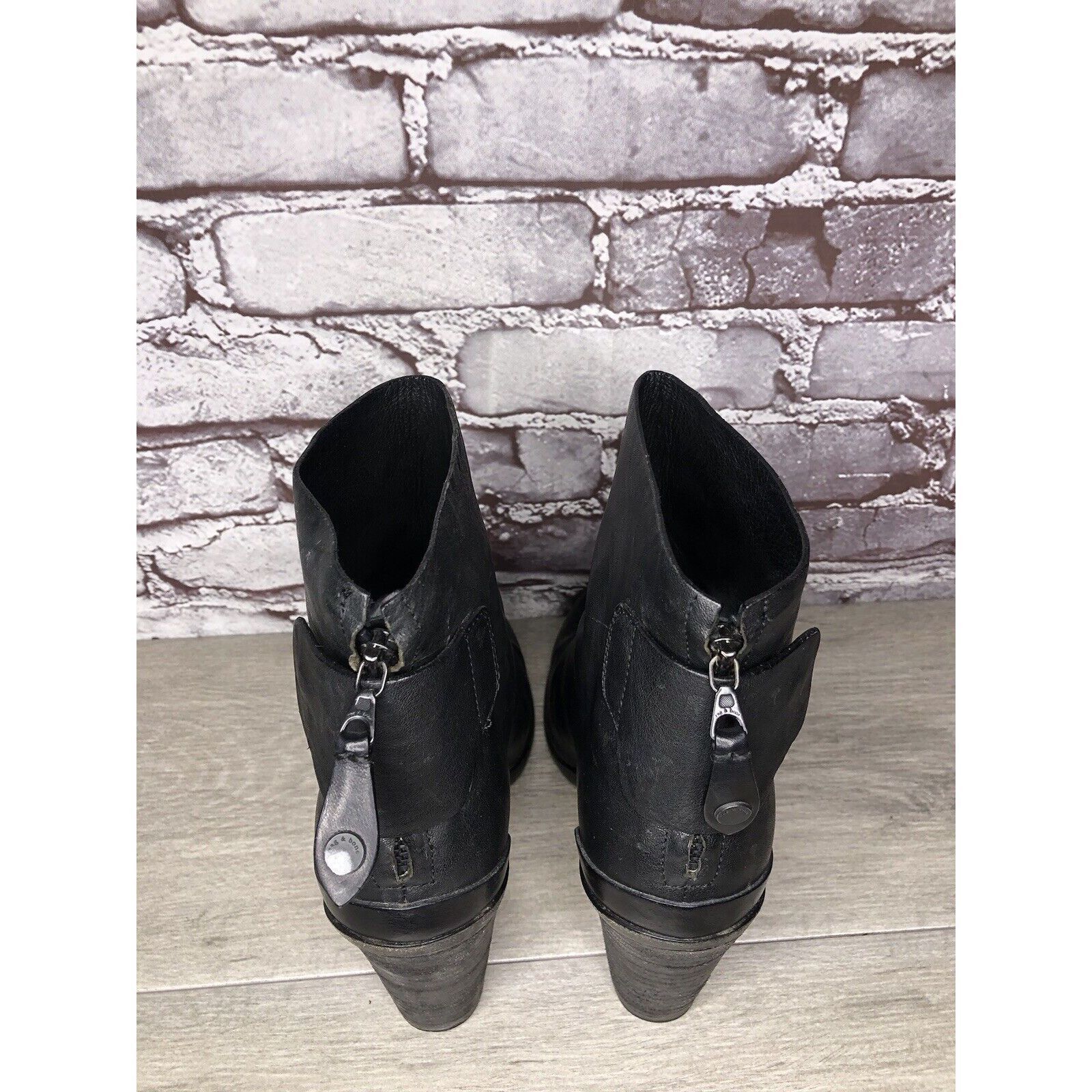 Rag & Bone Rag & Bone Black Leather Ankle Back Zip Heel Booties Women S Size US 9 / IT 39 - 5 Thumbnail