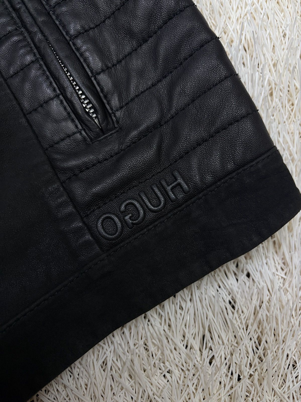 Hugo Boss HUGO BOSS Lordi Lamb Leather Jacket Men’s Black Biker Racer Size US XXL / EU 58 / 5 - 6 Thumbnail