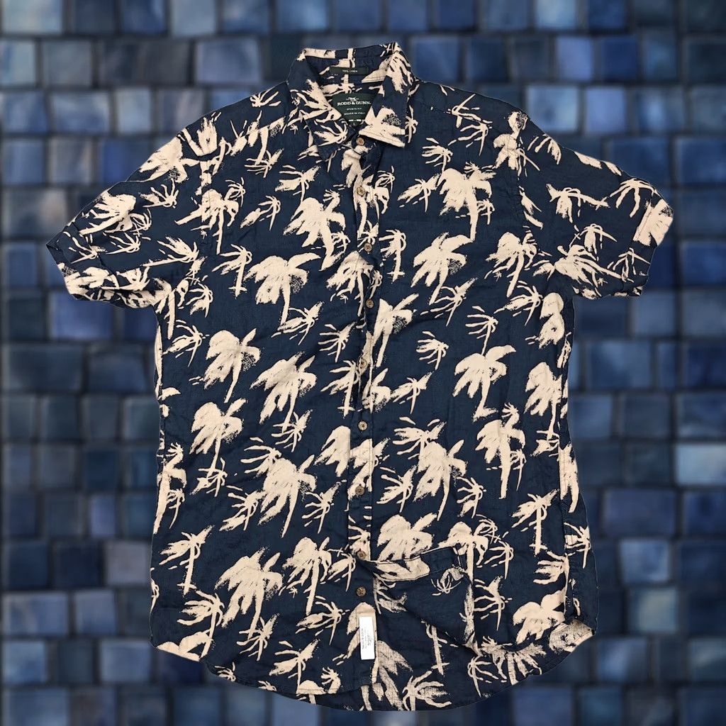 Rodd & Gunn Rodd & Gunn Shirt Mens L Blue Palm Tree Linen Short Sleeve Button Up Casual Size US L / EU 52-54 / 3 - 1 Thumbnail