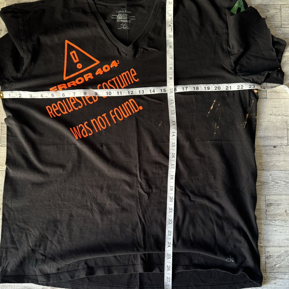 Calvin Klein ERROR, Costume Not Found, Neon, Distressed, Halloween Tee Size US XL / EU 56 / 4 - 12 Thumbnail