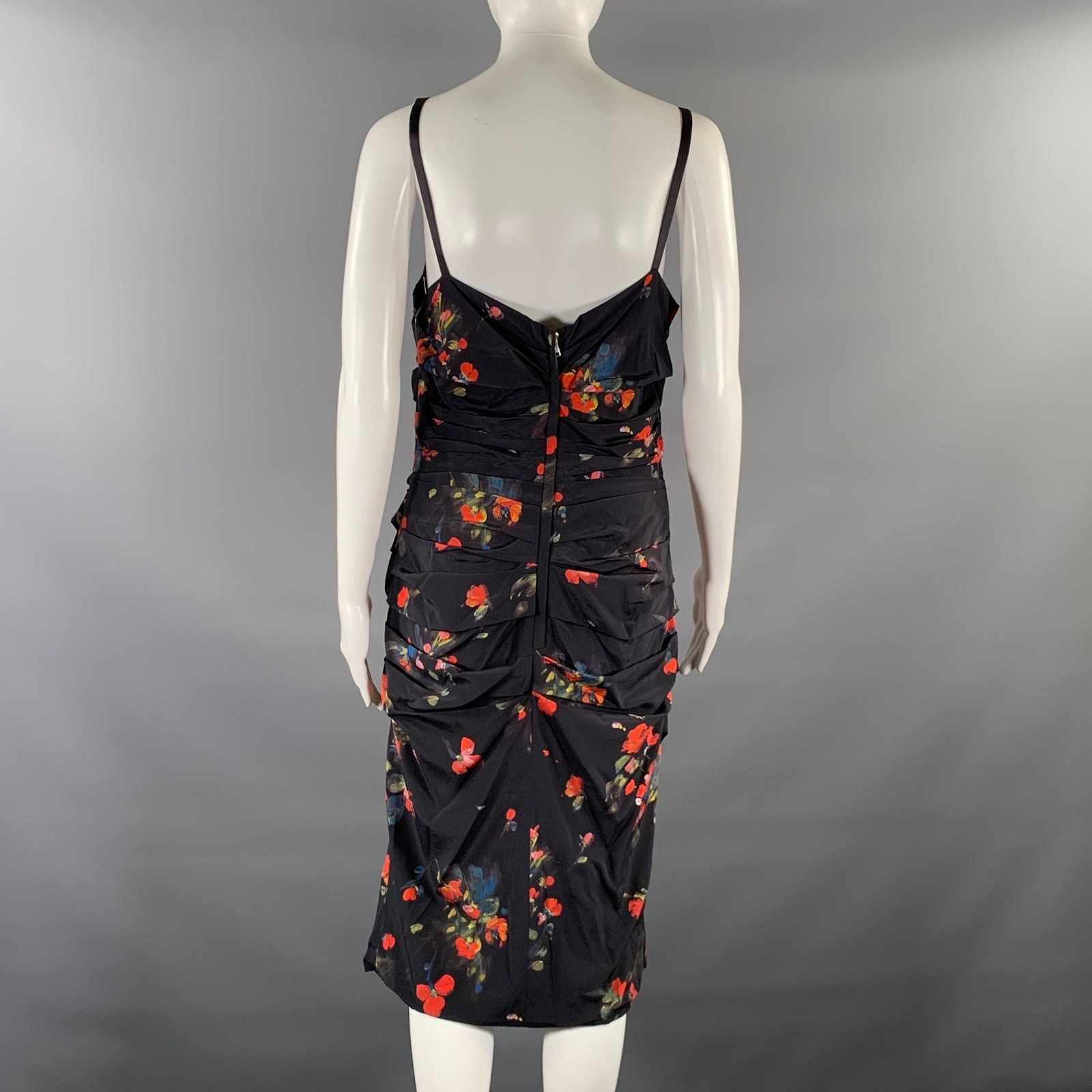 Dolce & Gabbana Size S Black Silk Blend Floral Knee-Length Dress Size S / US 4 / IT 40 - 4 Thumbnail