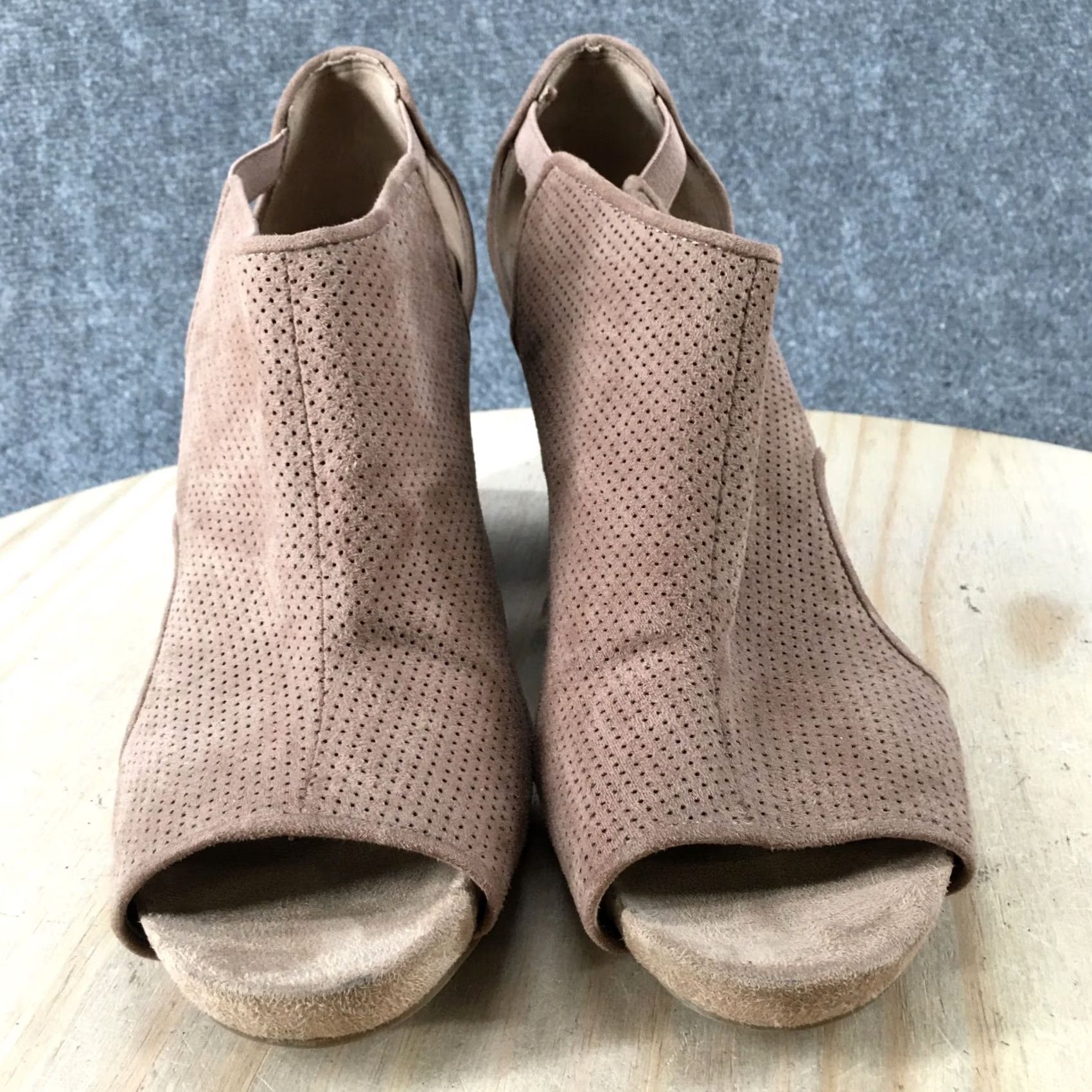 Vintage Lifestride Boots Womens 11 M Hinx Open Toe Wedge Heels Ankle Booties Beige Size US 11 / IT 41 - 6 Thumbnail