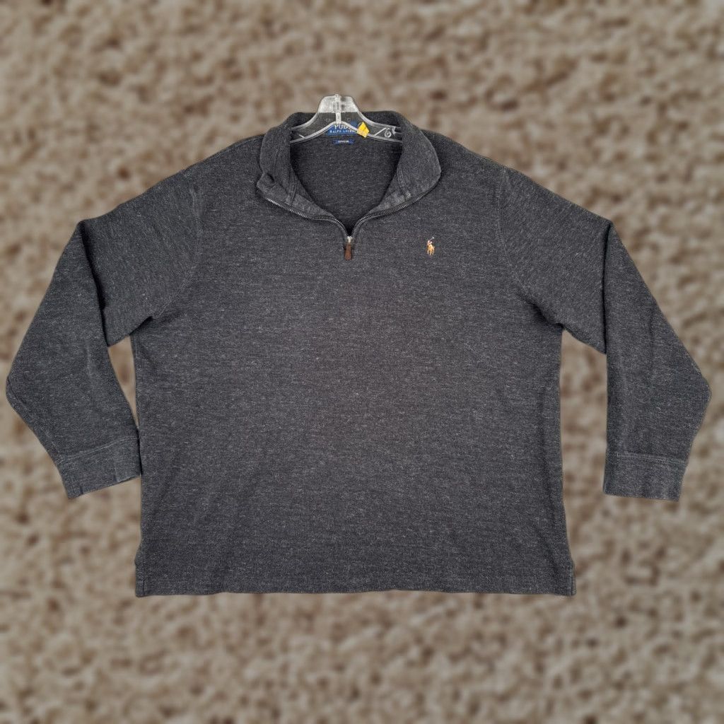 Polo Ralph Lauren Polo Ralph Lauren Sweater Men XL Gray Mock Neck 1/4 Zip Estate Rib Pullover Knit All Seasons Size US XL / EU 56 / 4 - 1 Thumbnail