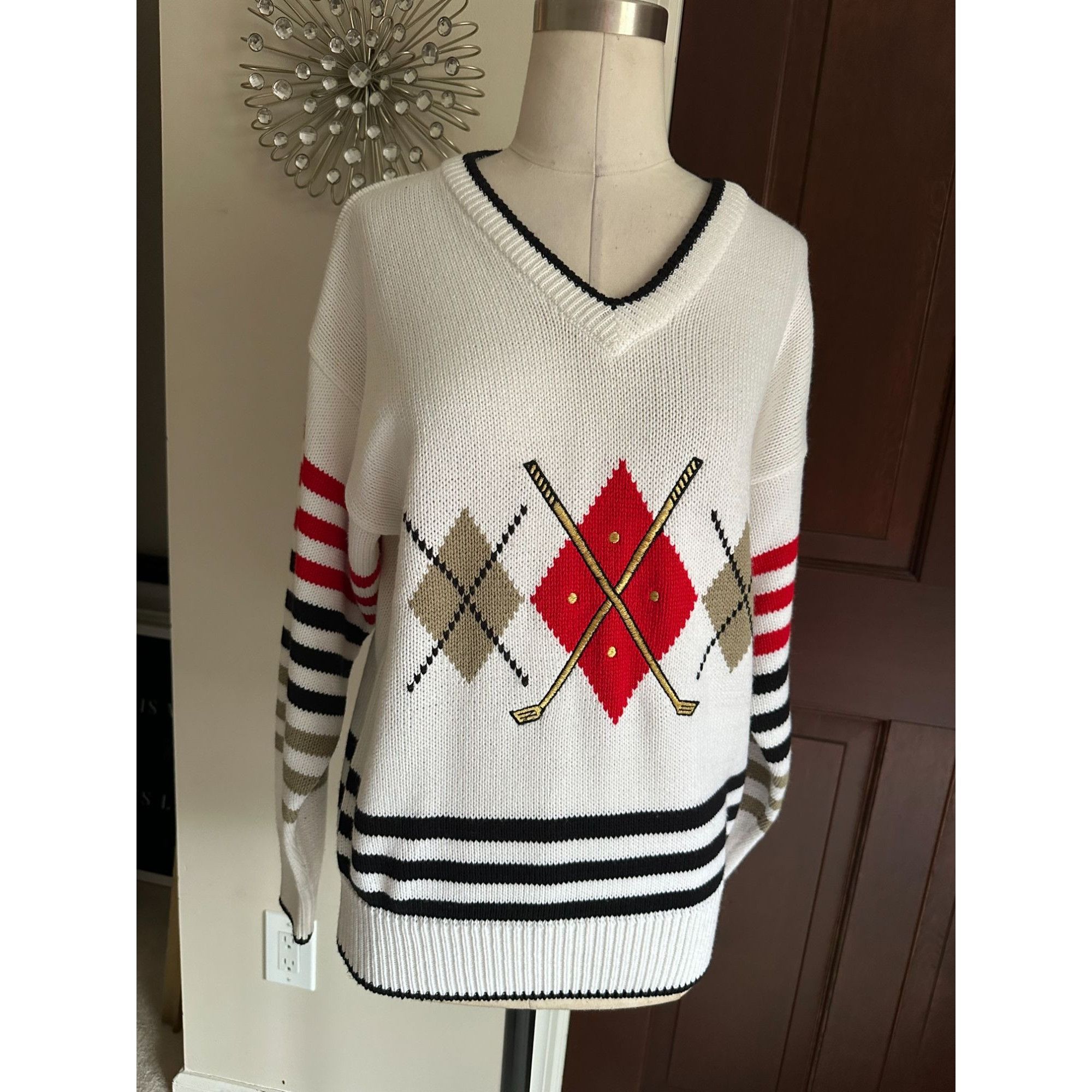 Other Vintage QUANTUM v neck sweater with golf theme Medium Size M / US 6-8 / IT 42-44 - 1 Thumbnail