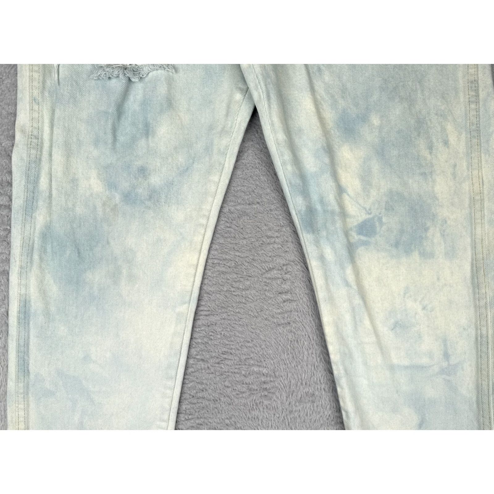Denime Maverick Jeans Mens 32x30 Blue Denim Acid Wash Straight Leg Distressed Cotton Size US 32 / EU 48 - 3 Thumbnail