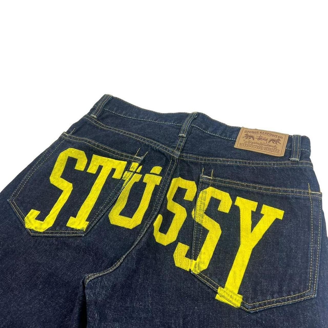 Stussy Vintage 2000s Yellow Stussy Spellout Jeans - Waist: 30” Size US 30 / EU 46 - 2 Thumbnail