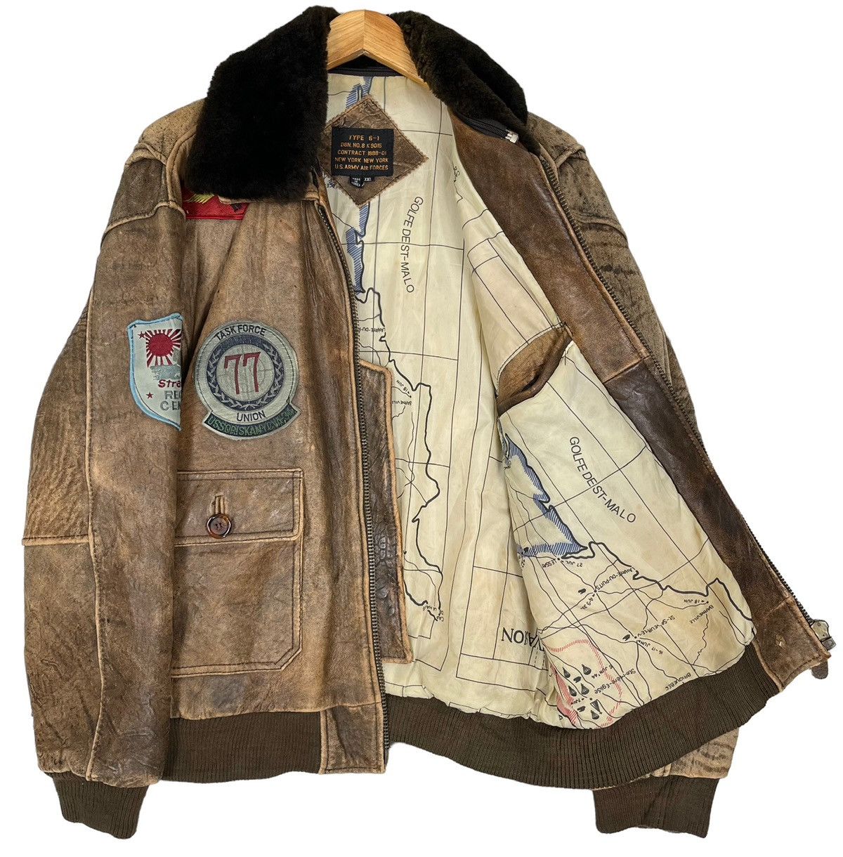 Vintage Vintage Military USAF US Army Bomber Flight Leather Jacket Size US XL / EU 56 / 4 - 7 Thumbnail