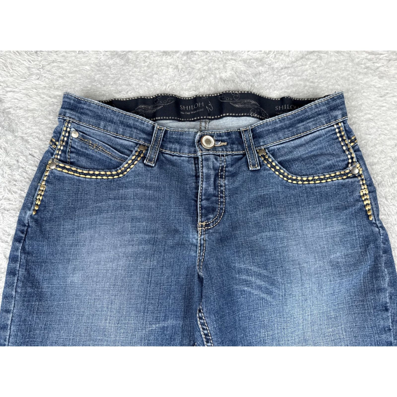 Denime Shiloh Jeans Bootcut Juniors 7/8 Blue Medium Wash Low Rise Stretch Denim 29x32 Size 28" / US 6 / IT 42 - 4 Thumbnail