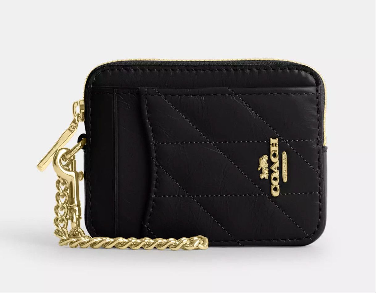 Coach Zip Card Case With Quilting CEC51 Size ONE SIZE - 1 Thumbnail