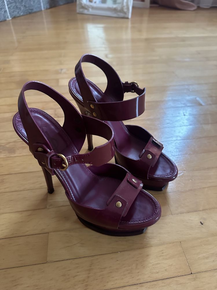 Yves Saint Laurent Yves Saint Laurent Burgundy Heels Size US 7 / IT 37 - 2 Thumbnail