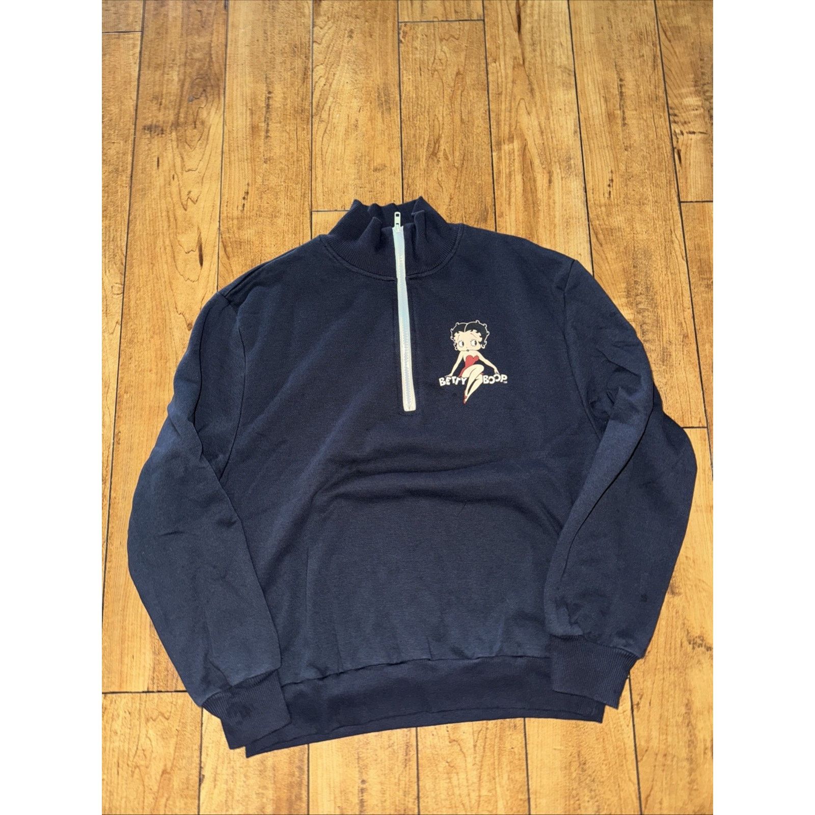 Vintage Betty Boop Quarter Zip Sweater Blue Large 20x24 Size US L / EU 52-54 / 3 - 1 Thumbnail