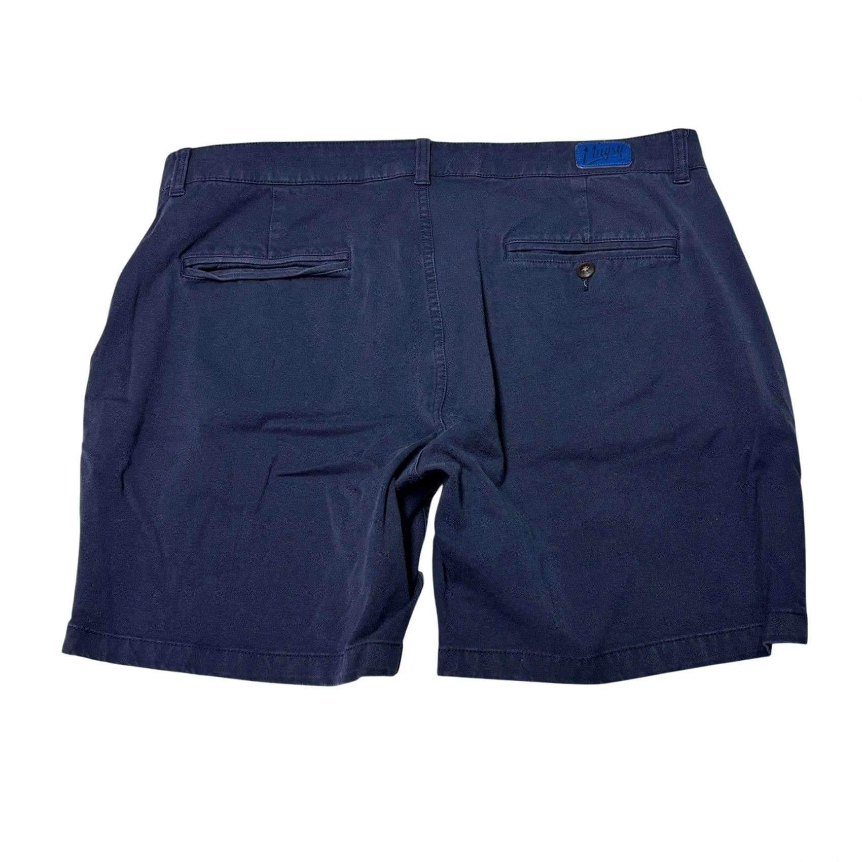 Vintage Mugsy Morgans Navy Blue Chino Shorts Mens 38x7 Casual Travel Comfort Stretch Pocket Zip Button 7 Inseam Mid Rise Cotton Blend Size US 38 / EU 54 - 6 Thumbnail