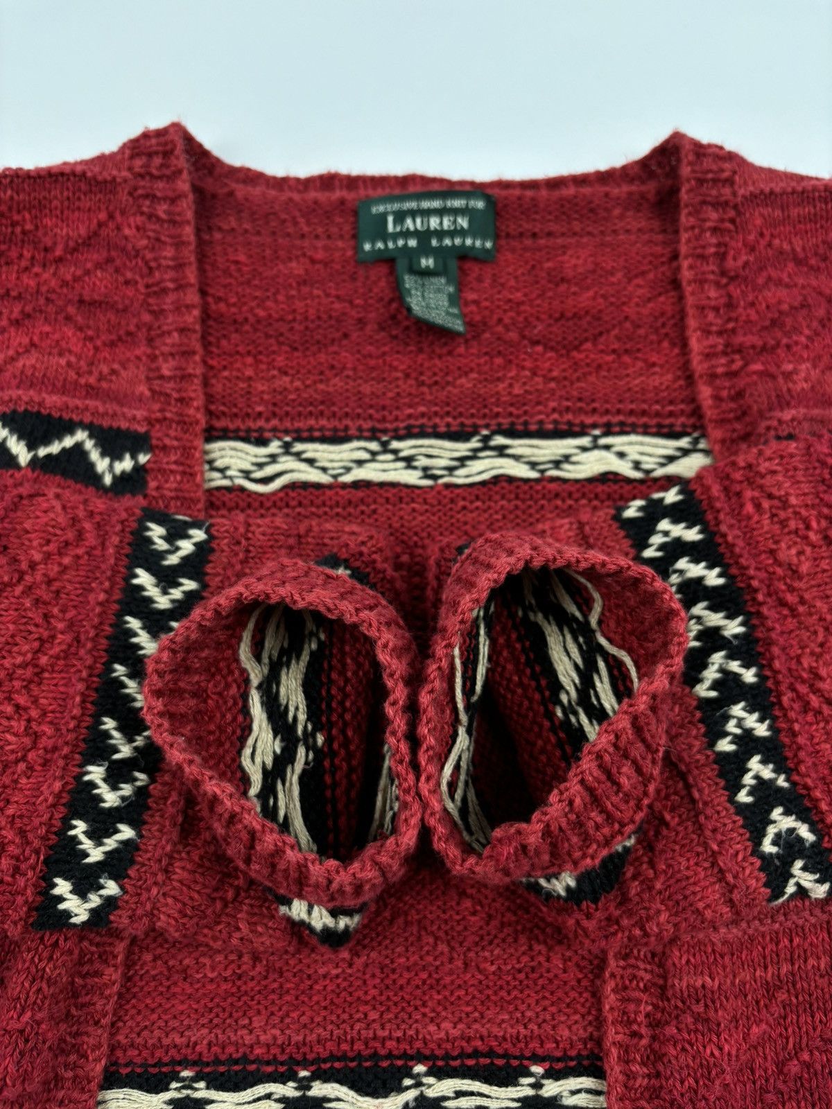 Lauren Ralph Lauren RARE Polo RRL Hand Knit Linen Aztec Navajo Striped Cardigan Size US M / EU 48-50 / 2 - 19 Thumbnail