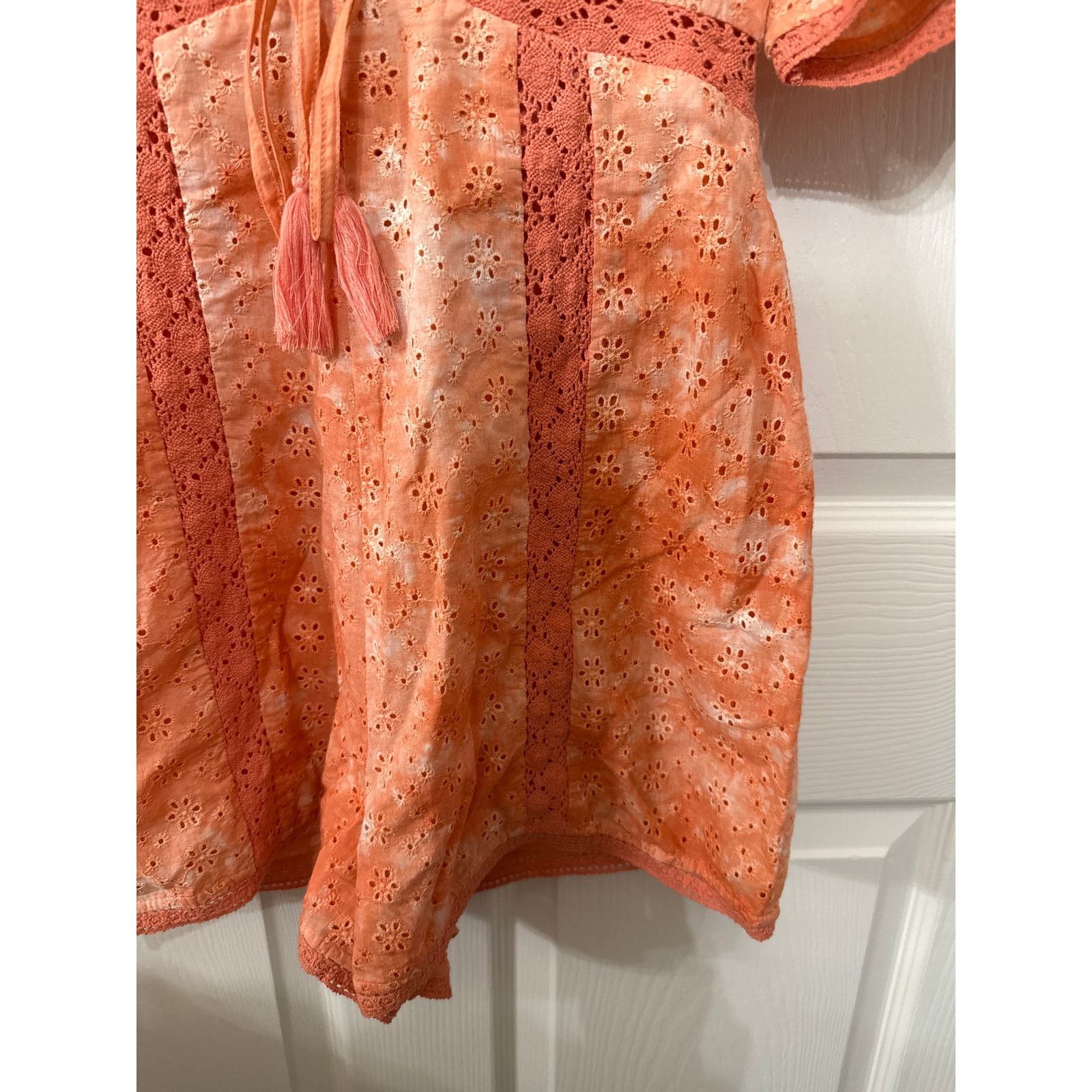 REVOLVE Revolve Tularosa Monroe Eyelet Romper Coral/Orange Tie-Dye,M Size M / US 6-8 / IT 42-44 - 6 Thumbnail
