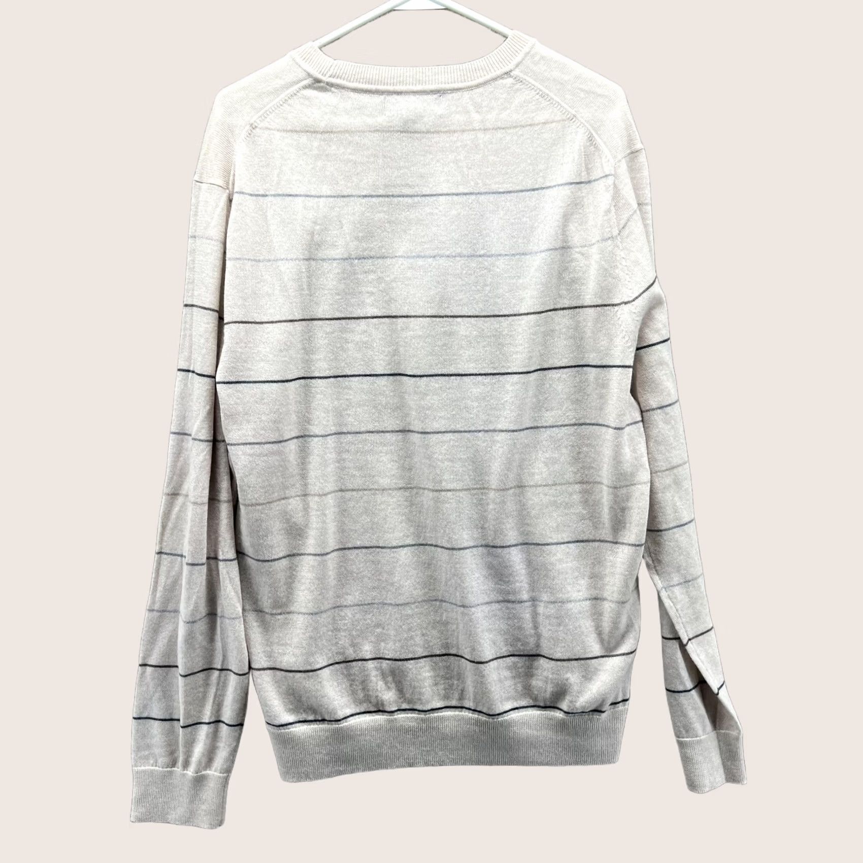 Banana Republic VINTAGE Banana Republic Sweater Mens XL Beige Stripe Merino Wool Crewneck Lightweight Size US XL / EU 56 / 4 - 1 Thumbnail