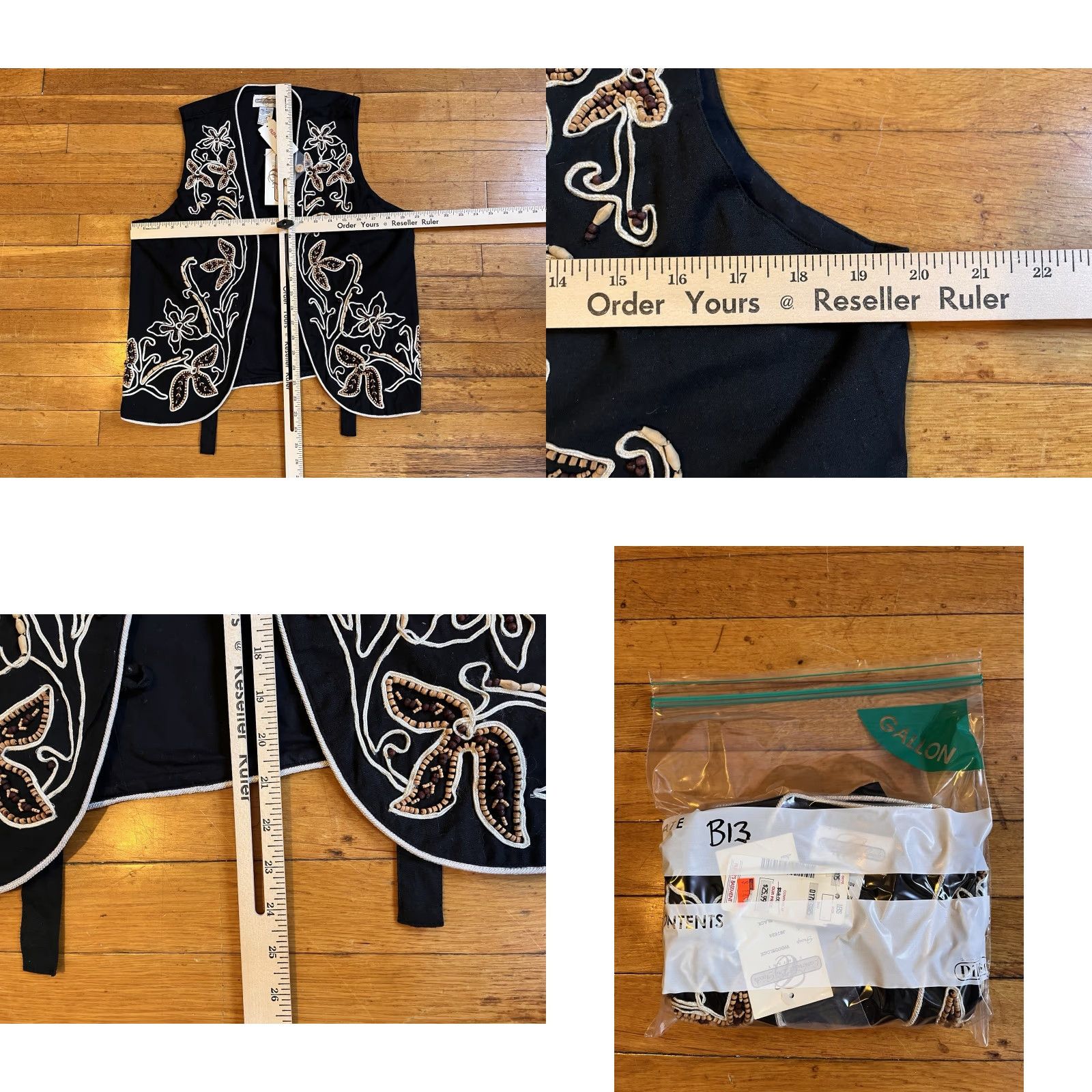 Vintage VINTAGE Cambridge Dry Goods Vest Women’s Large Black Beaded Floral Size L / US 10 / IT 46 - 8 Thumbnail