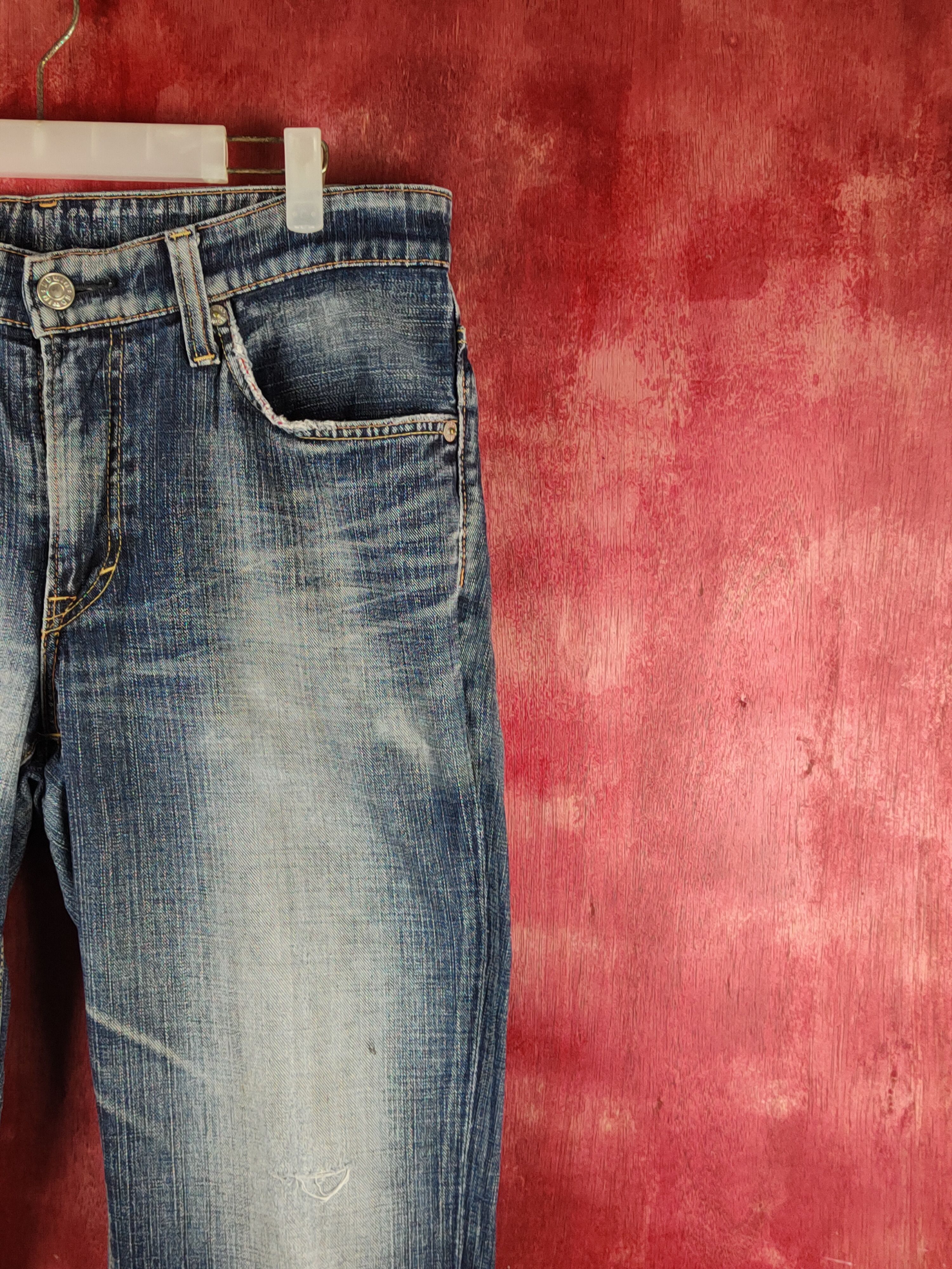 Edwin Edwin Dark Blue Faded Distressed Ripped Jeans #S2332 Size US 33 - 5 Thumbnail