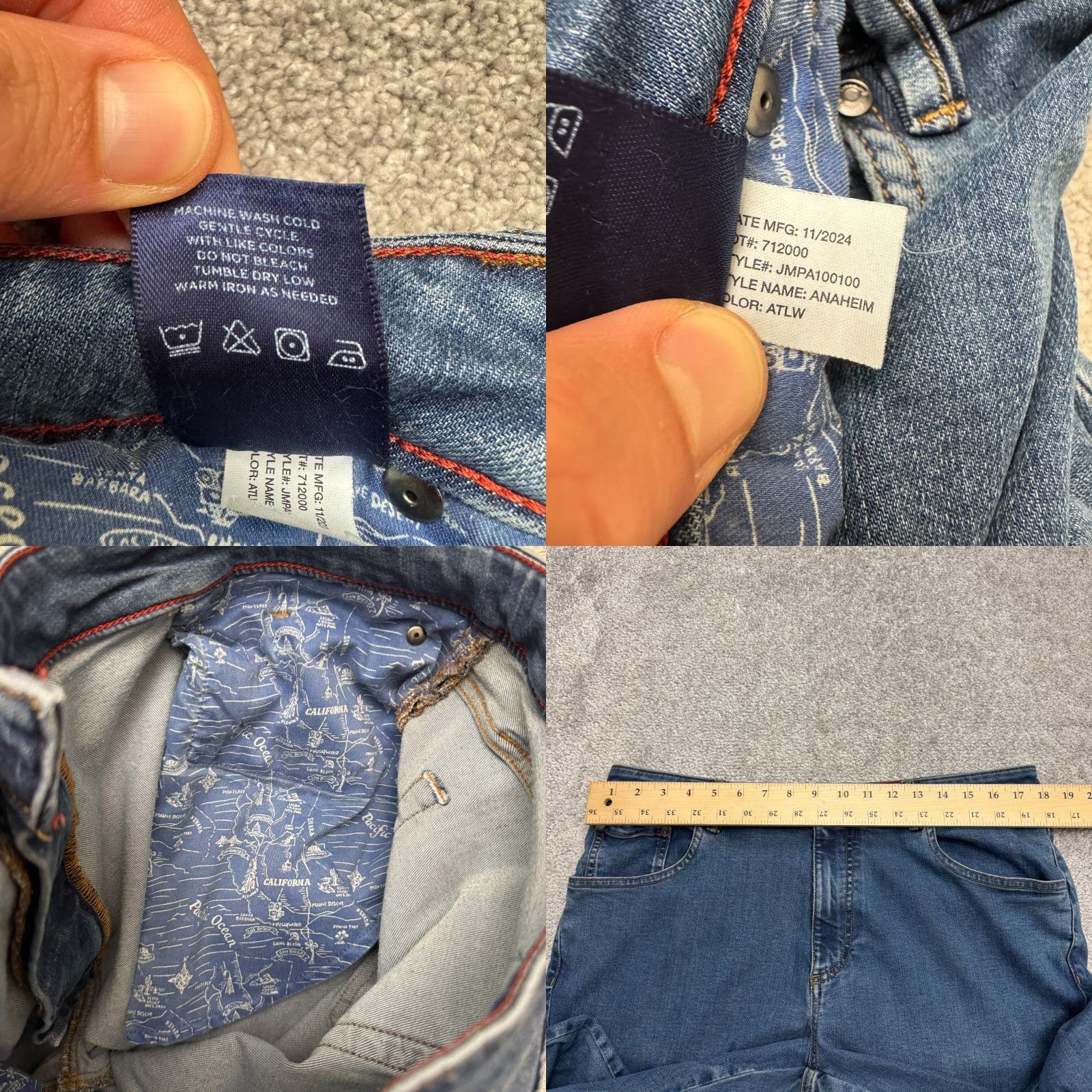 johnnie-O johnnie-O Jeans Mens 35x32 Blue Denim 5-Pocket Anaheim Tencel Straight Leg Size US 35 - 9 Thumbnail